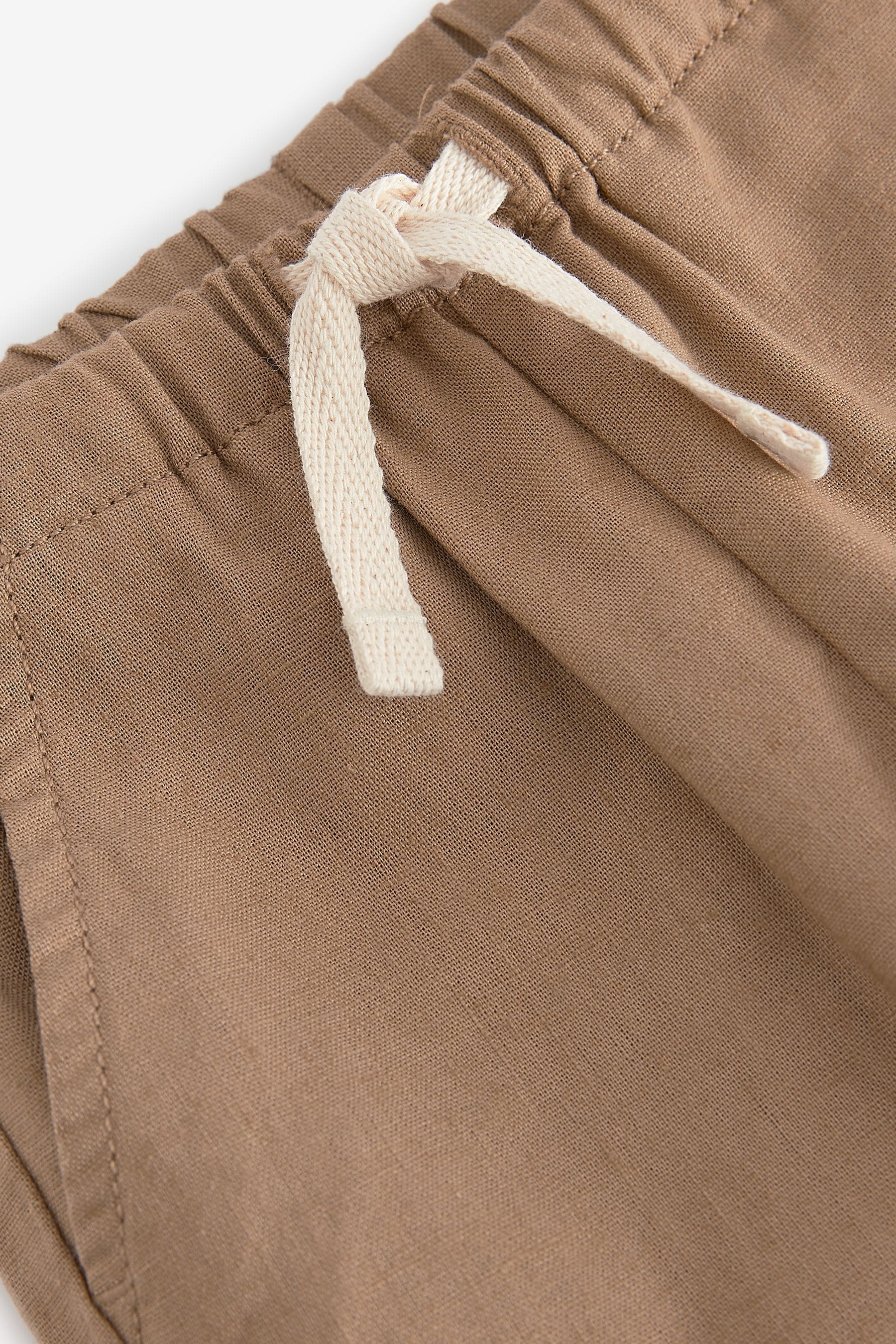 Tan Brown Linen Blend Pull-On Trousers (3mths-7yrs)