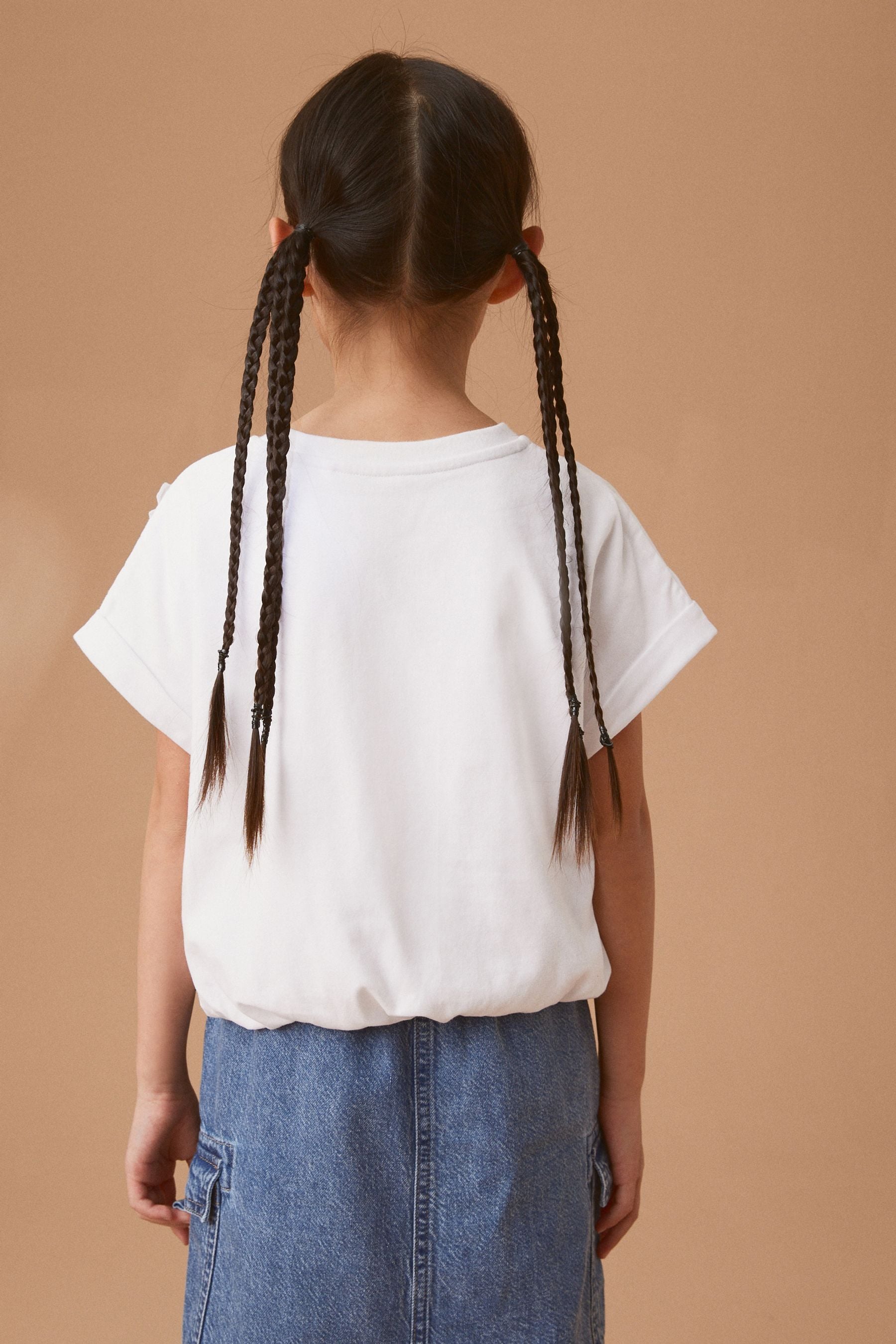 White Bubble Hem Corsage T-Shirt (3-16yrs)