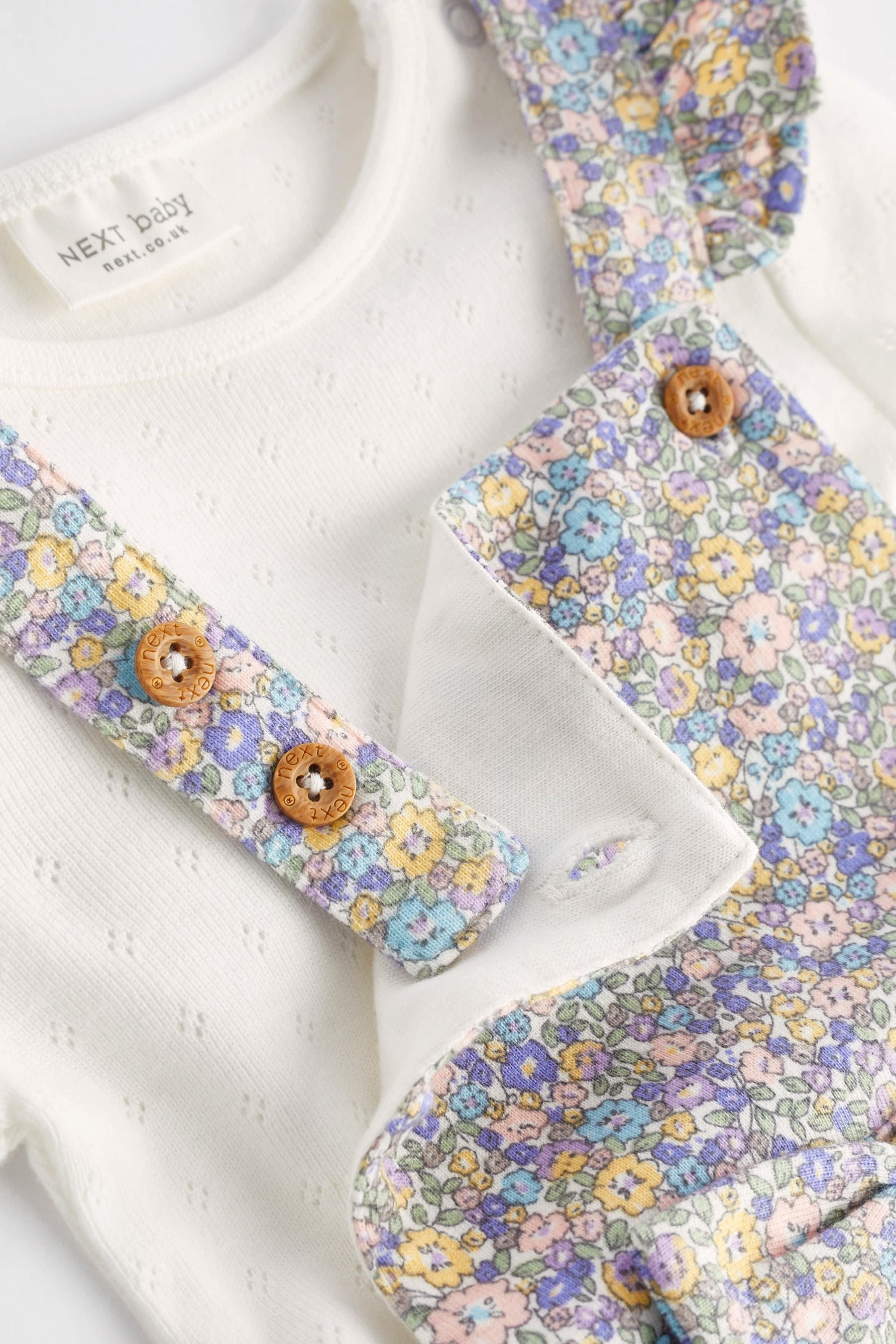 Blue Ditsy Floral Baby Dungarees And Bodysuit Set (0mths-2yrs)