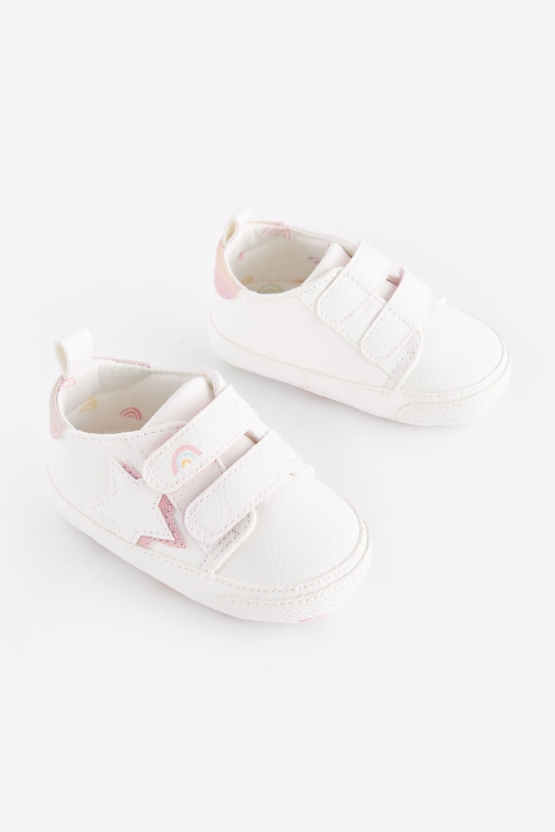 White Rainbow Two Strap Baby Trainers (0-24mths)