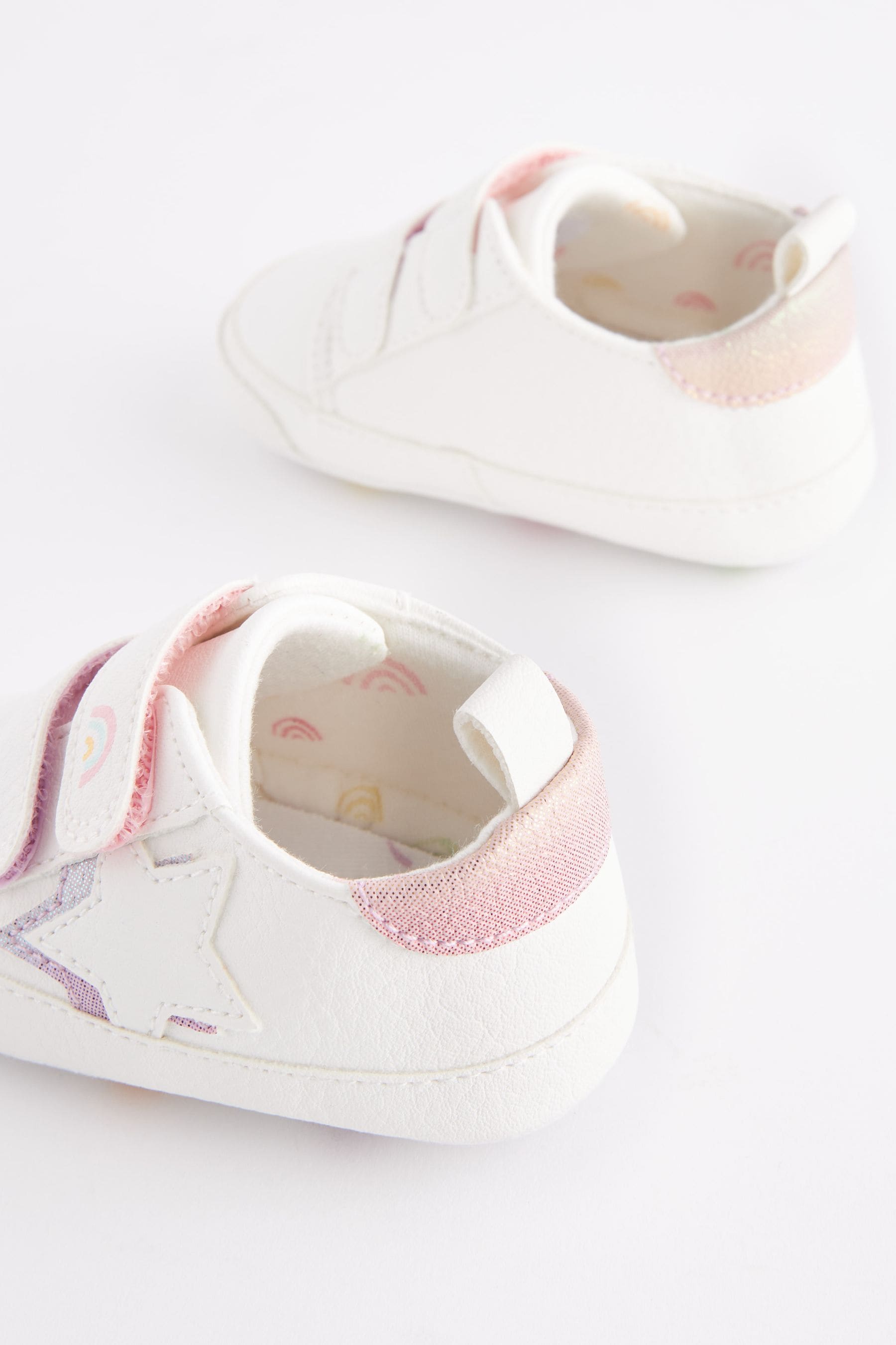 White Rainbow Two Strap Baby Trainers (0-24mths)