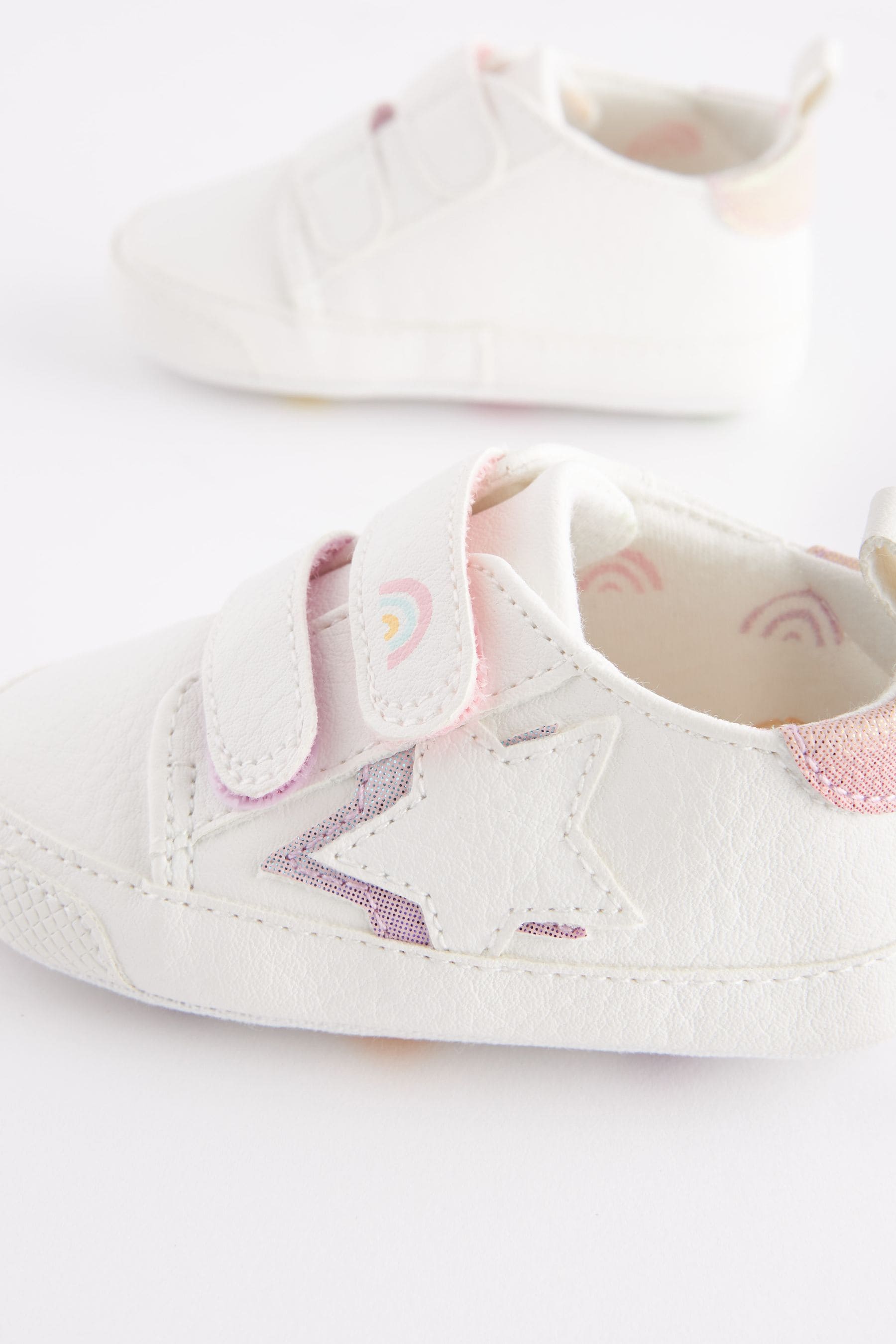 White Rainbow Two Strap Baby Trainers (0-24mths)