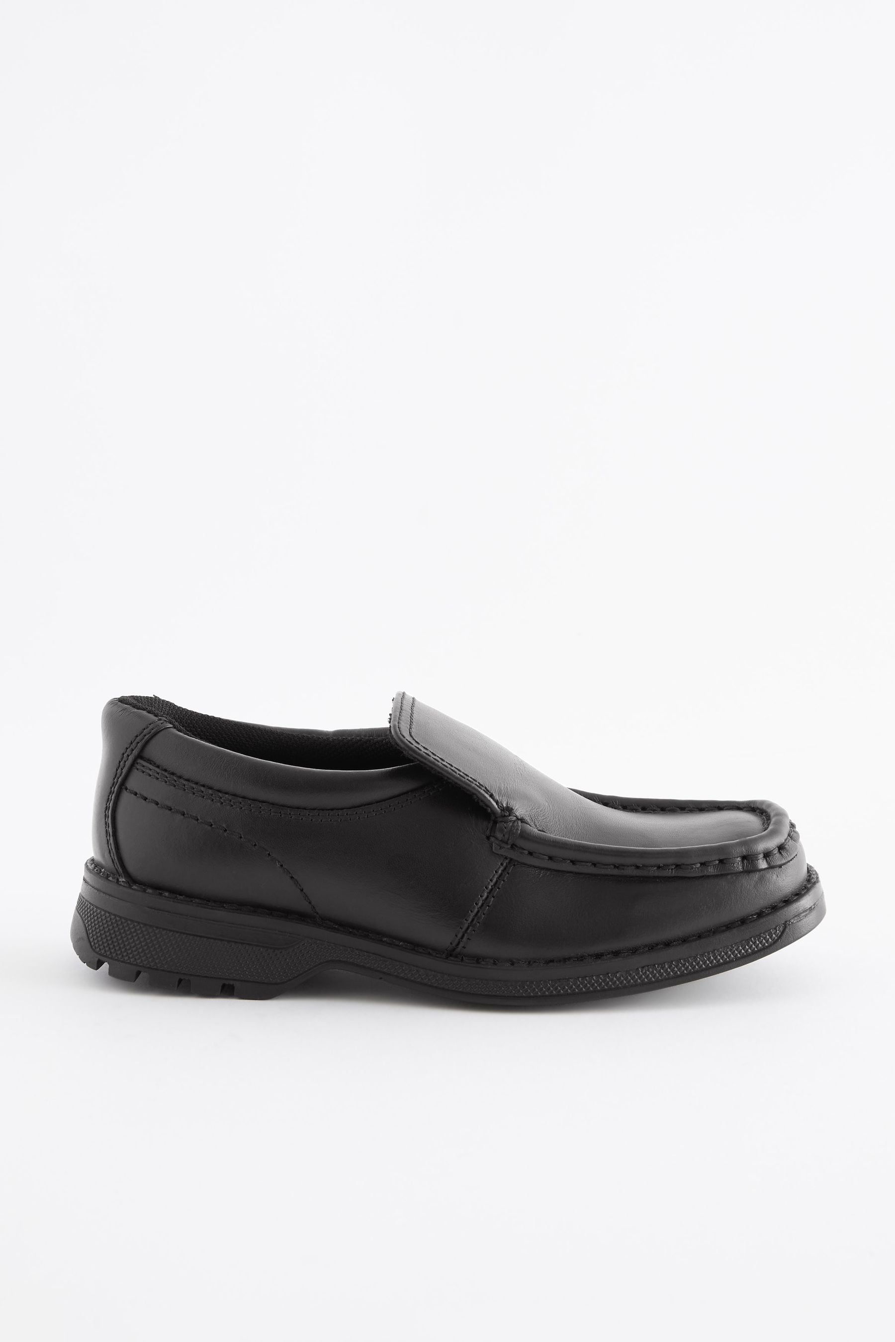 Black Standard Fit (F) School Leather Loafer Shoes