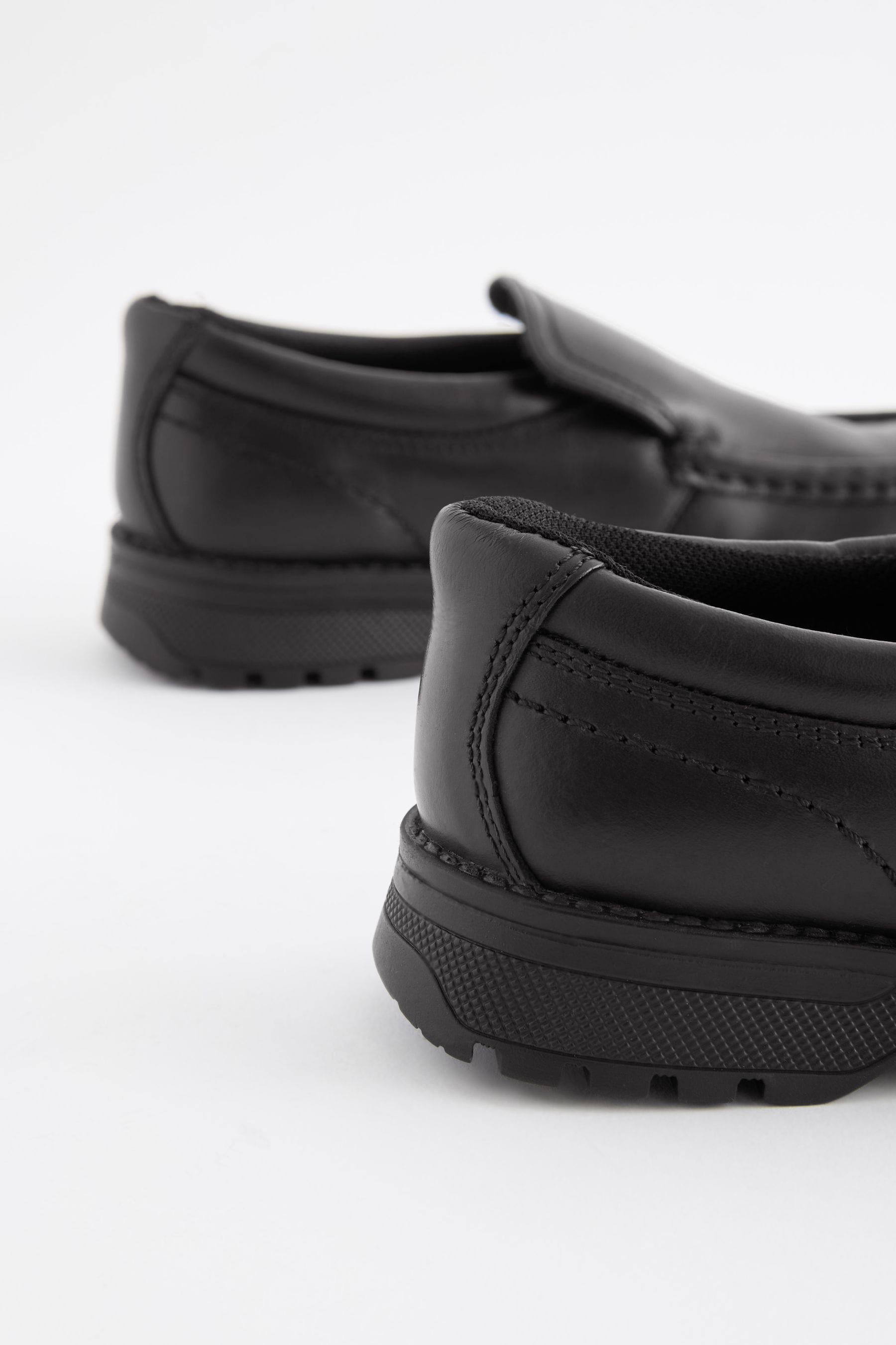 Black Standard Fit (F) School Leather Loafer Shoes