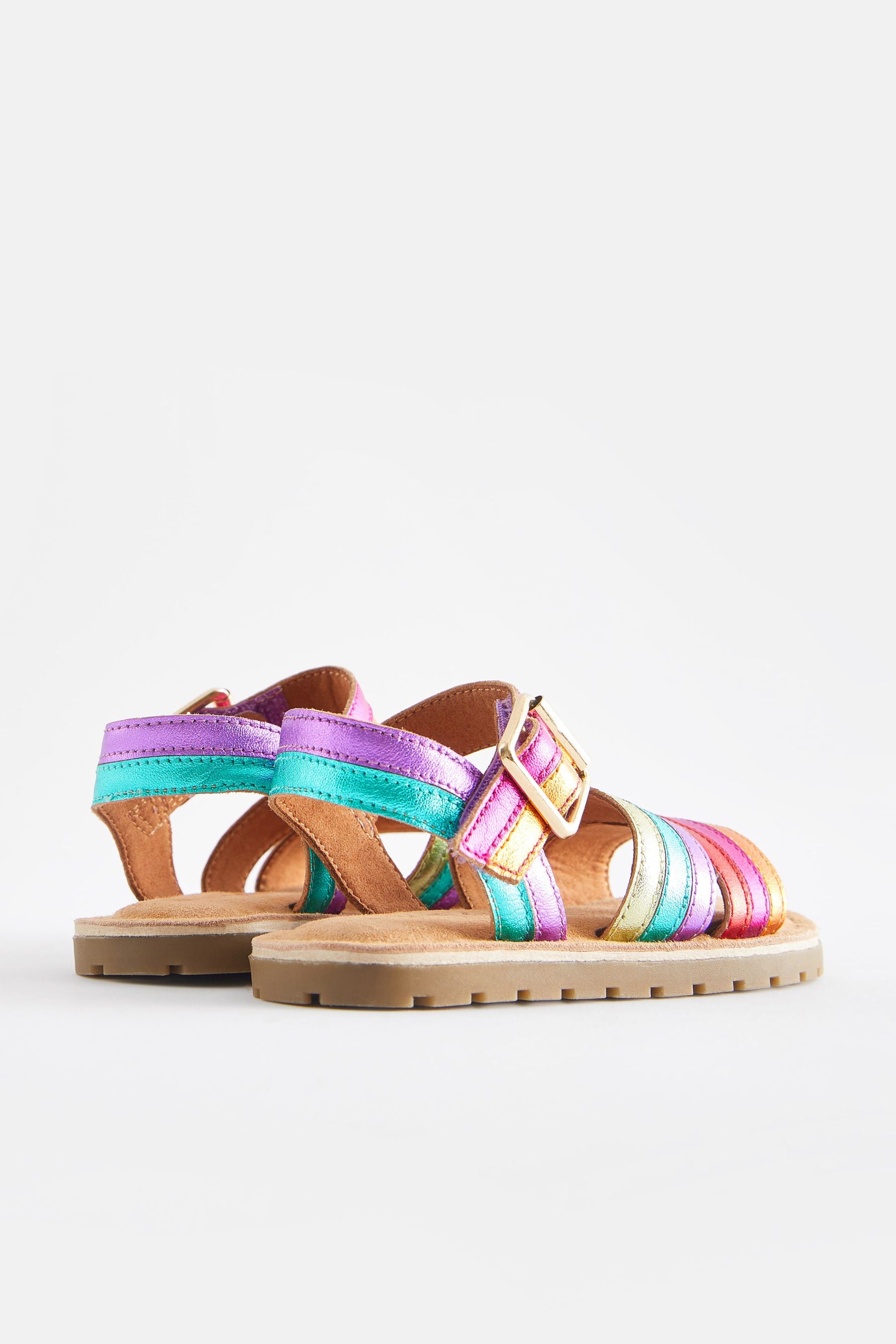 Multi Wide Fit (G) Leather Stripe Sandals