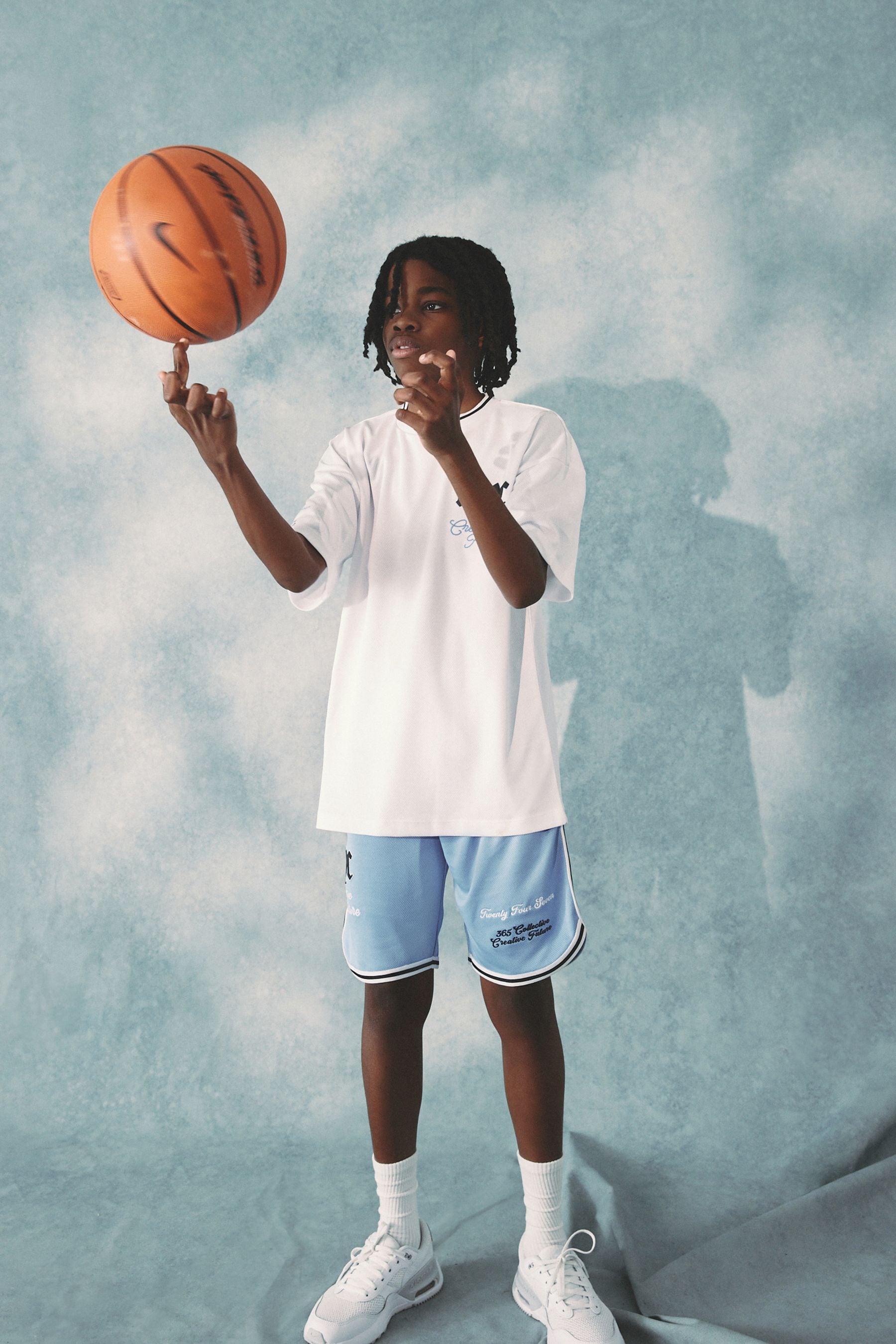 White/Blue NYC Mesh T-Shirt and Shorts Set (3-16yrs)