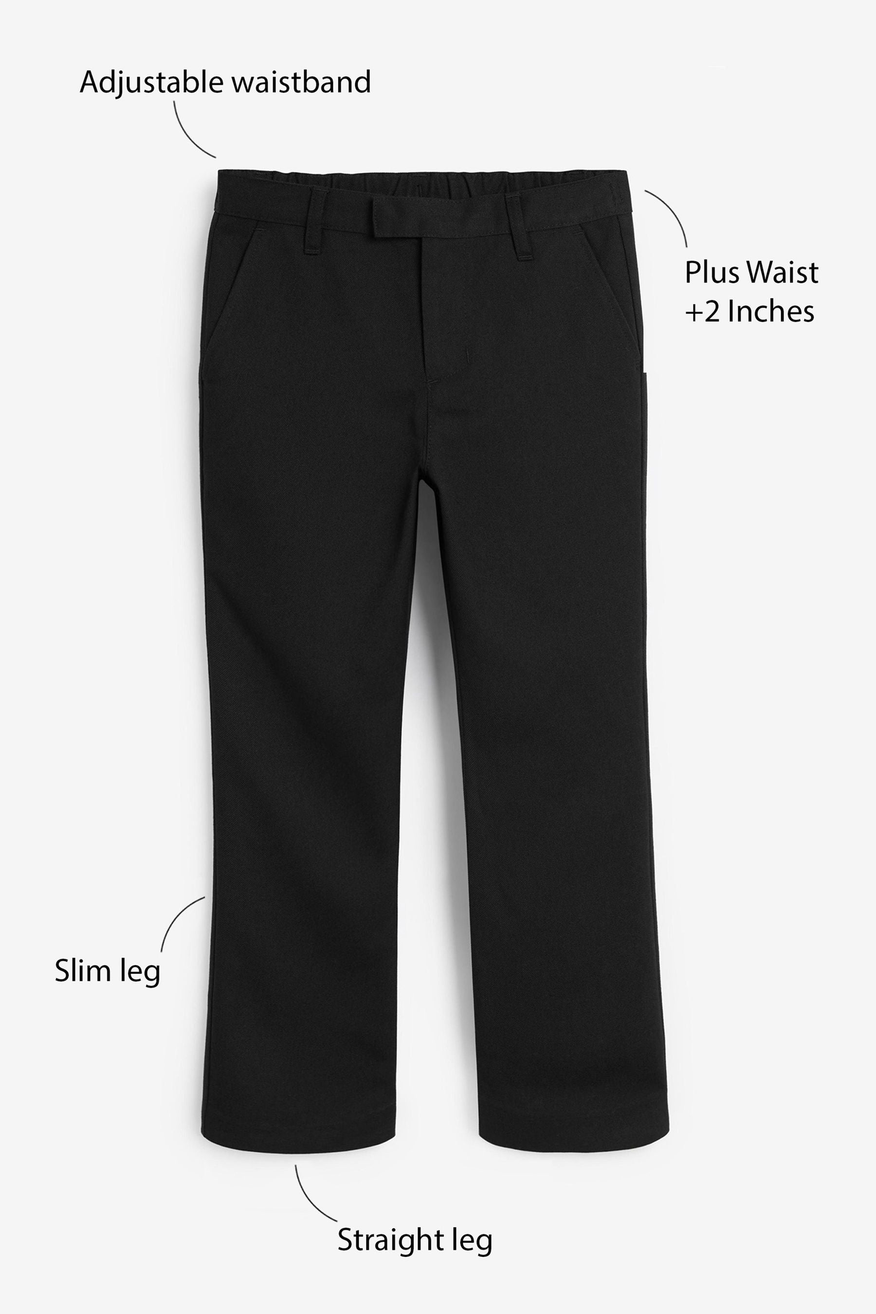 Black Plus Waist School Formal Slim Trousers (3-17yrs)