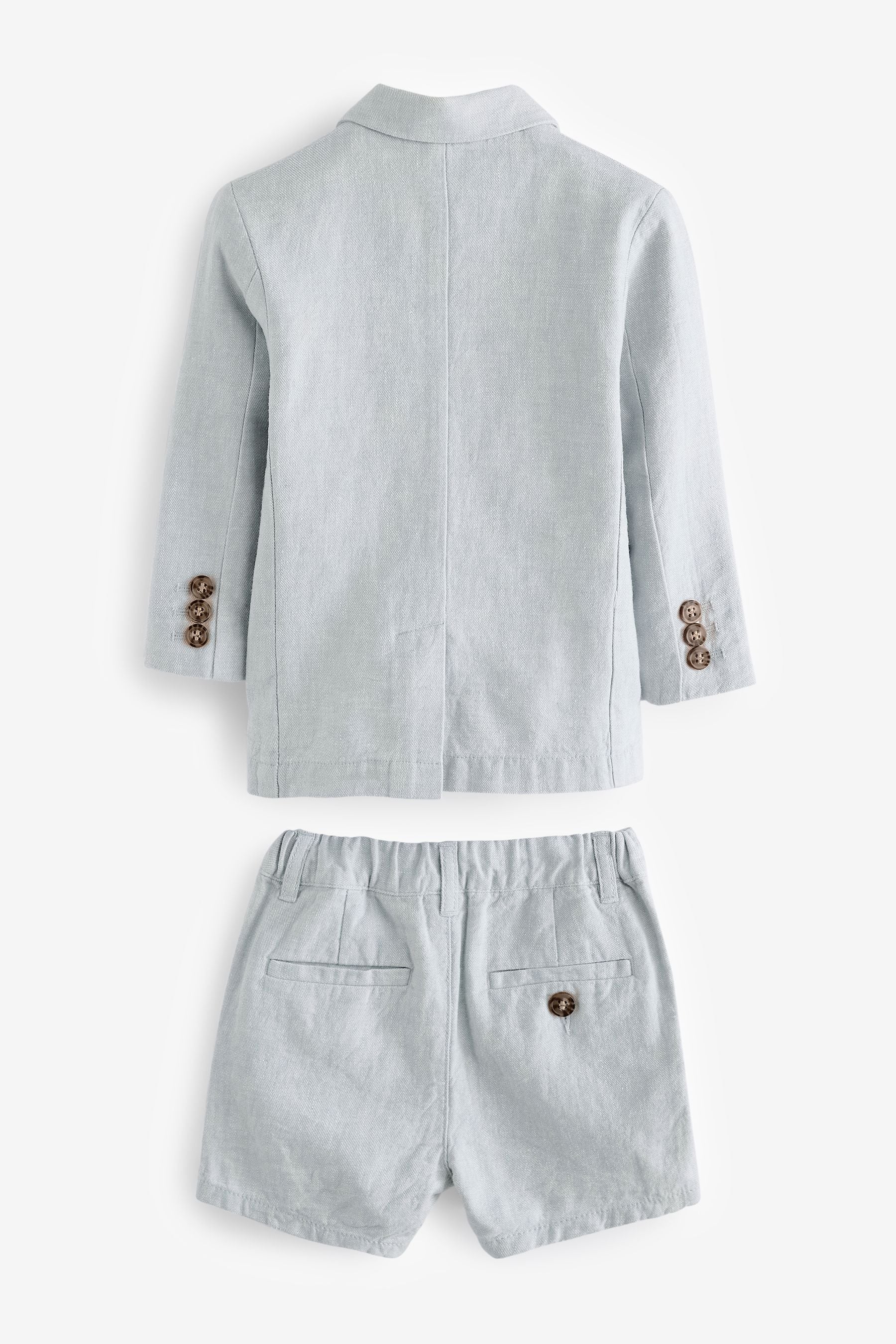 Pale Blue Linen Blend Blazer T-Shirt and Shorts Set (3mths-9yrs)