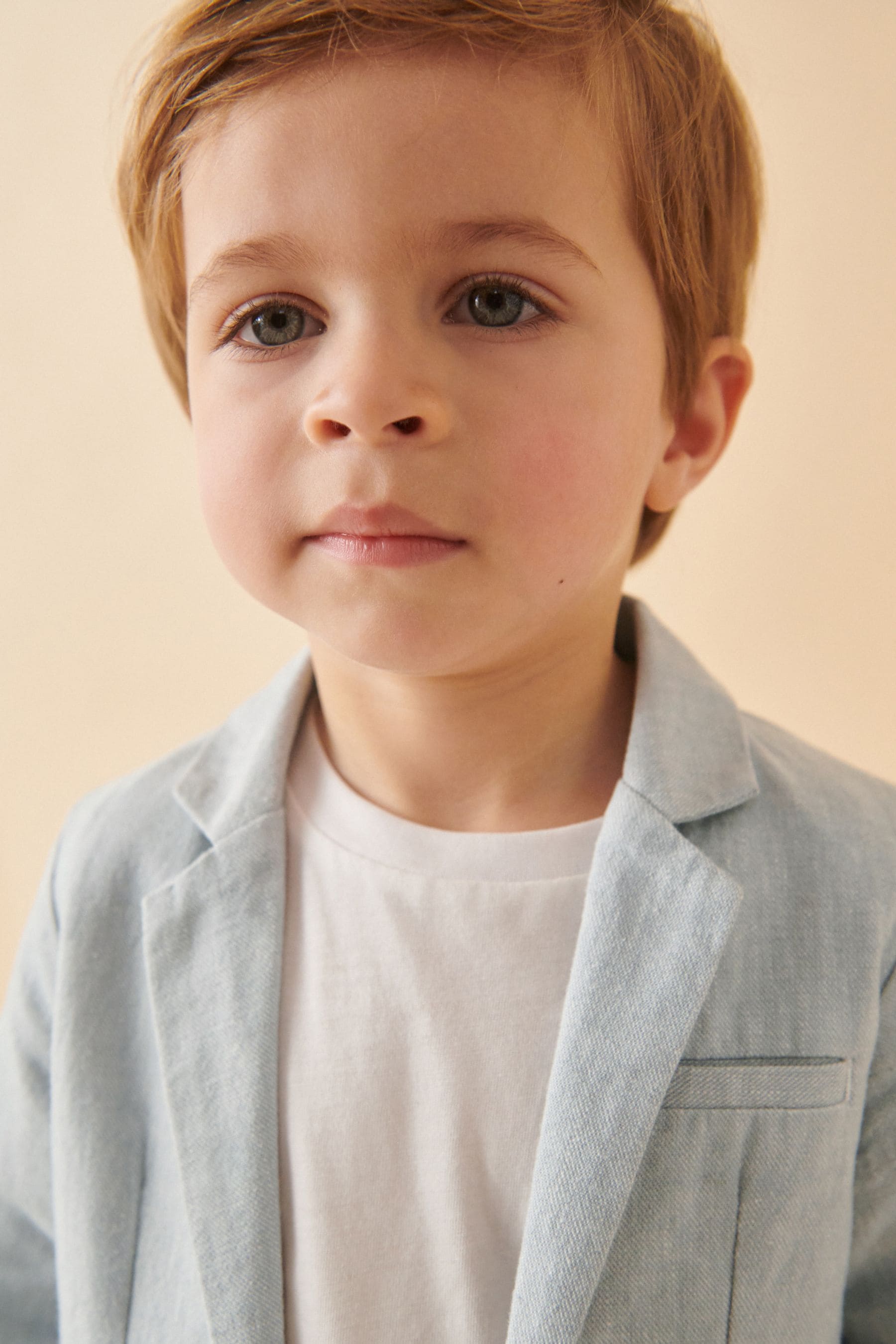 Pale Blue Linen Blend Blazer T-Shirt and Shorts Set (3mths-9yrs)