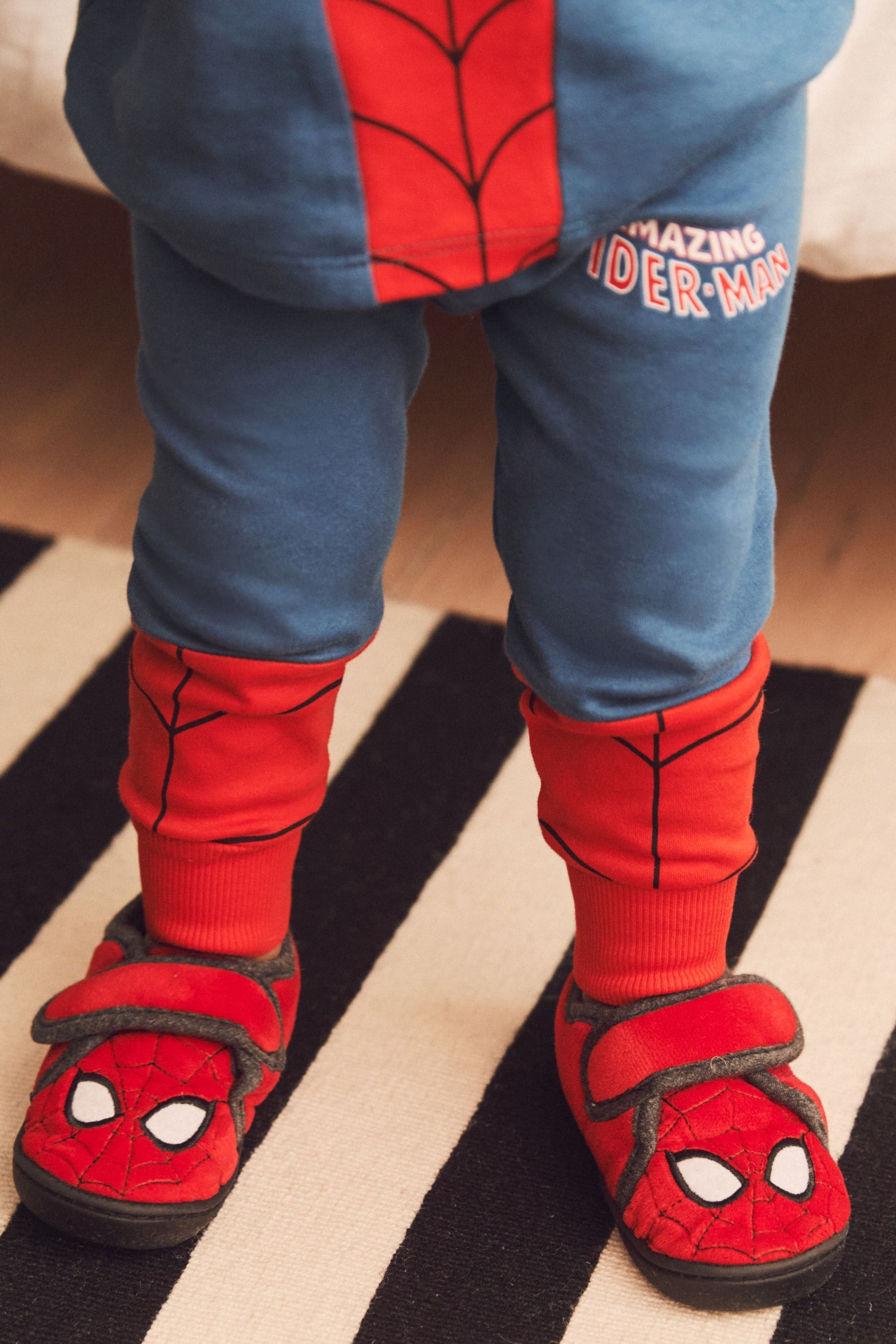 Red Spiderman Marvel Touch Fastening Cupsole Print Slippers