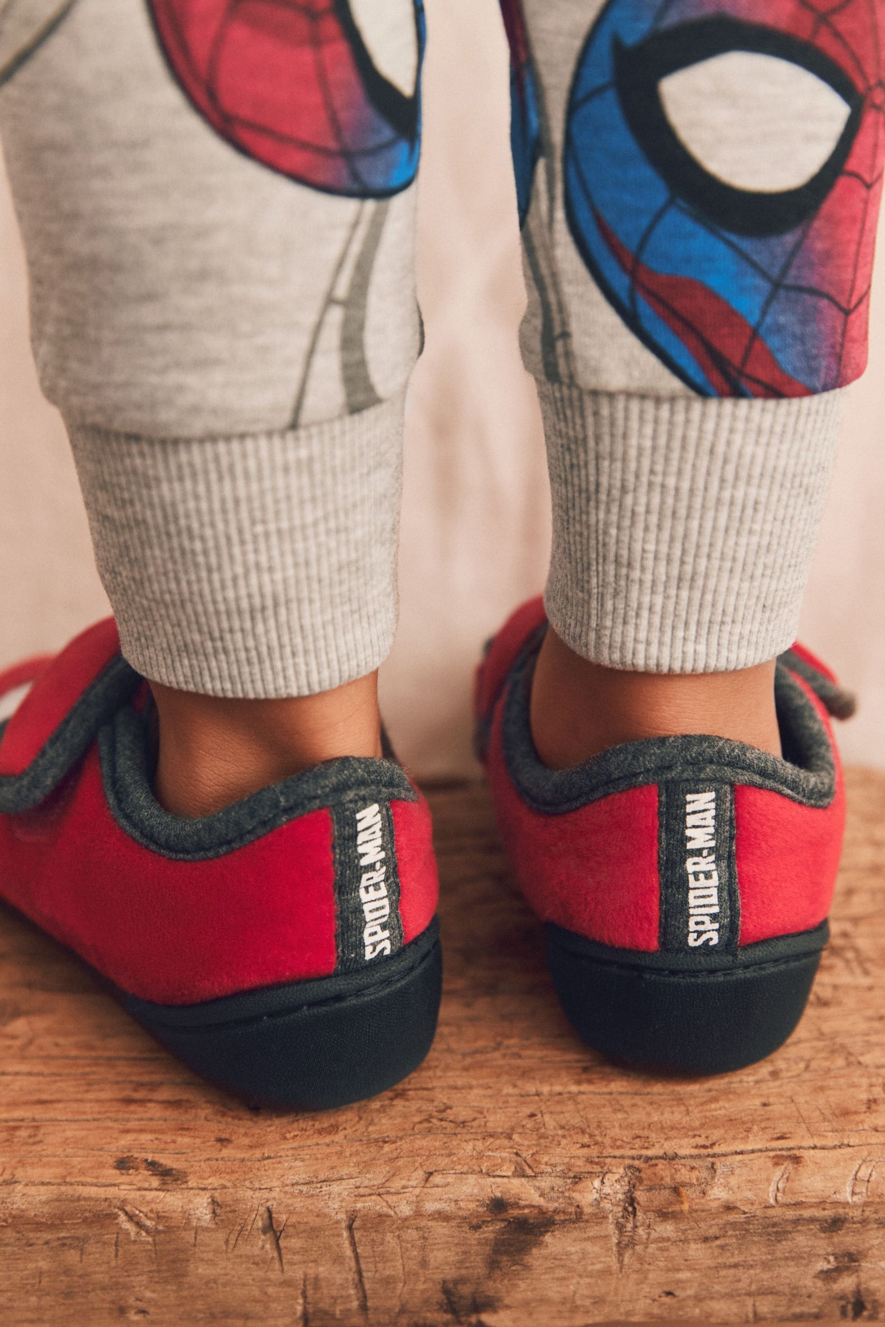 Red Spiderman Marvel Touch Fastening Cupsole Print Slippers