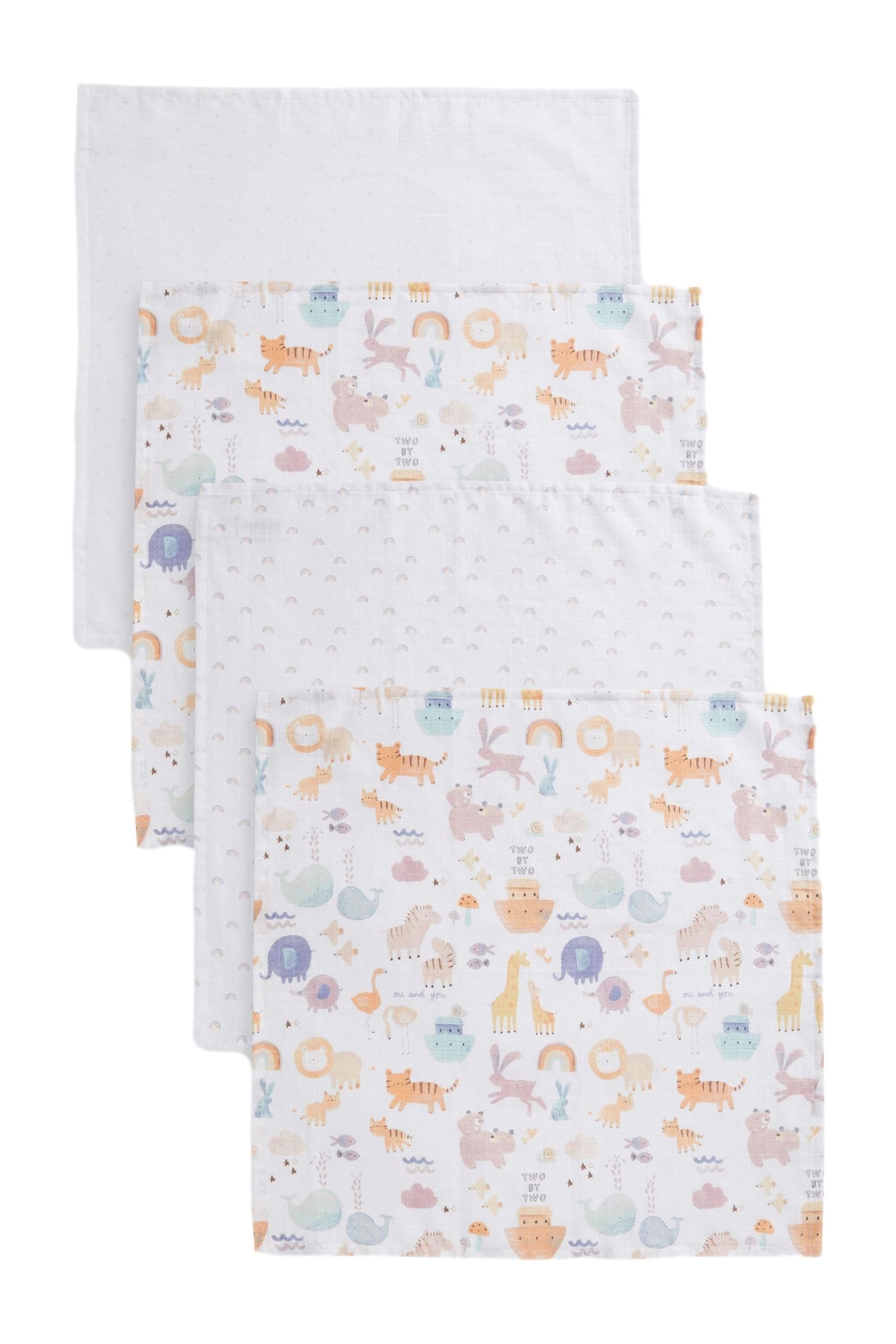 Noah's Ark Baby Muslin Cloths 4 Packs