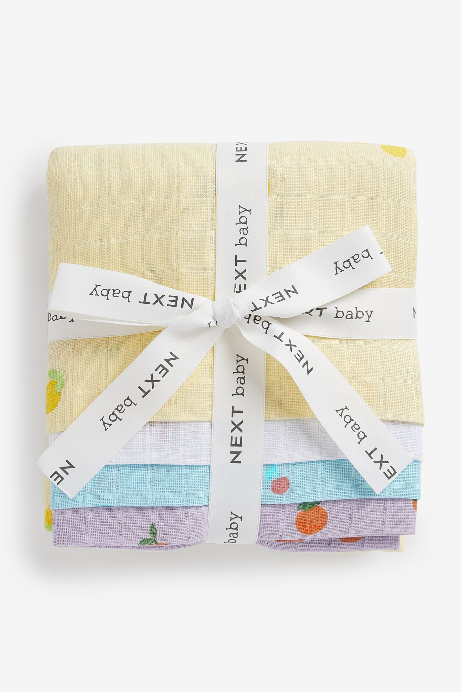 Bright Fruit Print Baby Muslin Cloths 4 Pack