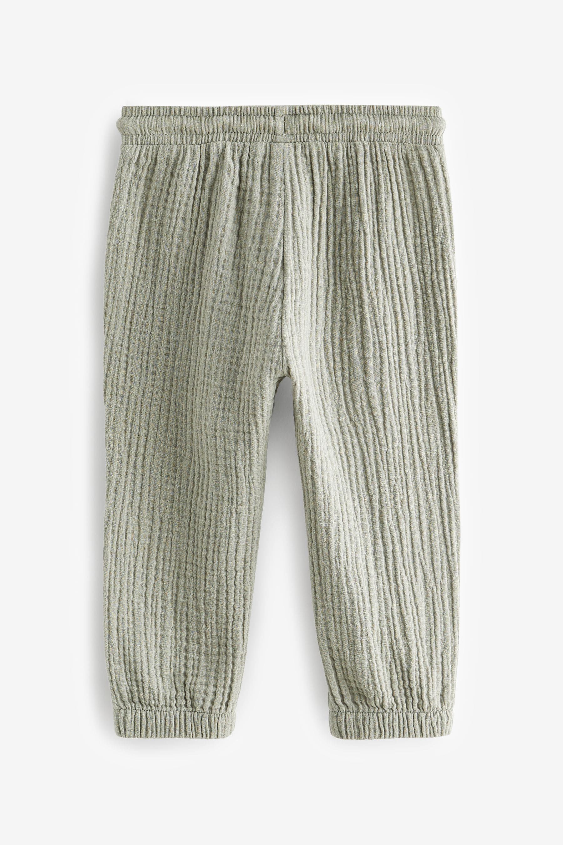 Sage Green Soft Textured Cotton Trousers (3mths-7yrs)