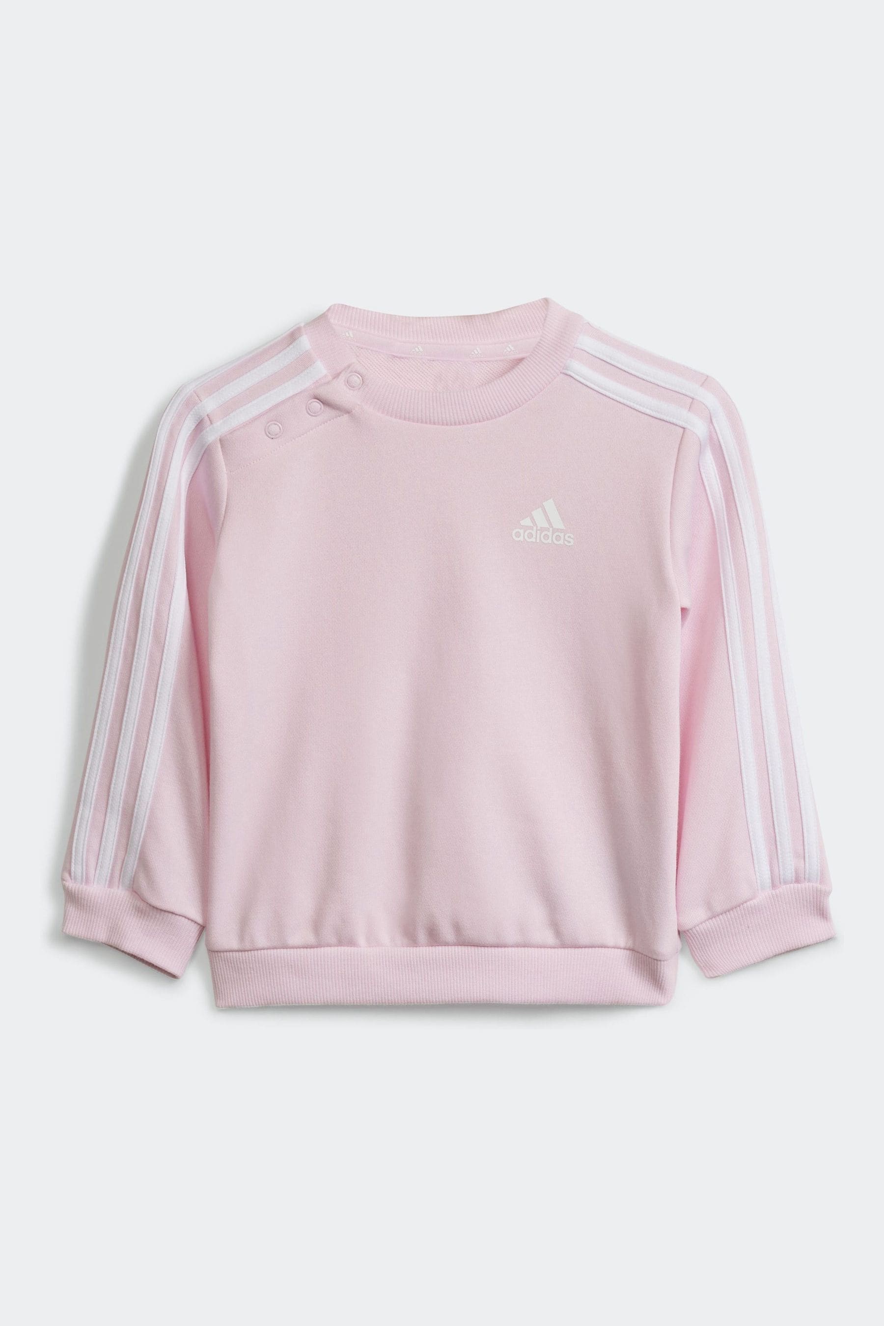 Pink/Grey adidas Kids Essentials 3-Stripes Tracksuit