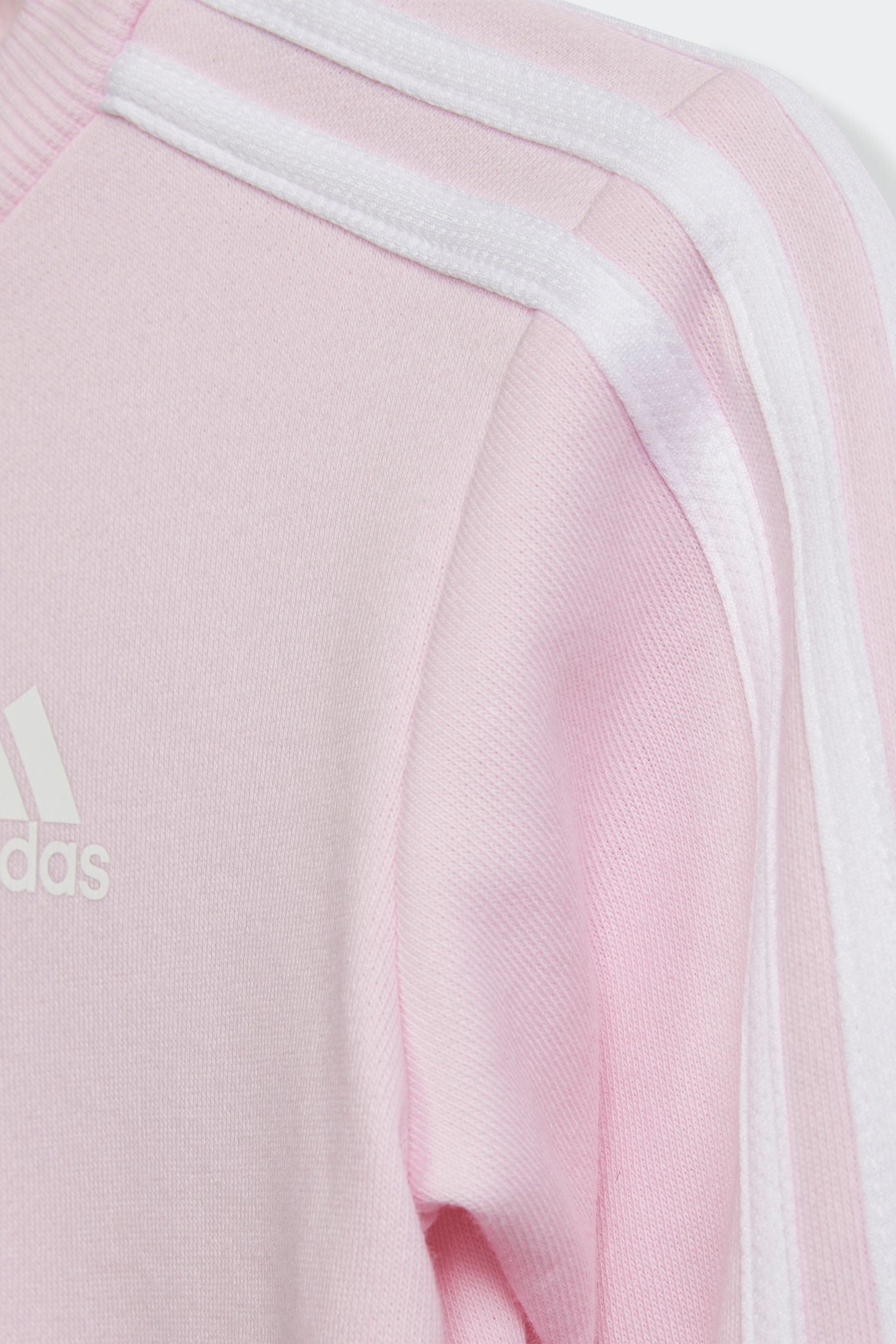 Pink/Grey adidas Kids Essentials 3-Stripes Tracksuit