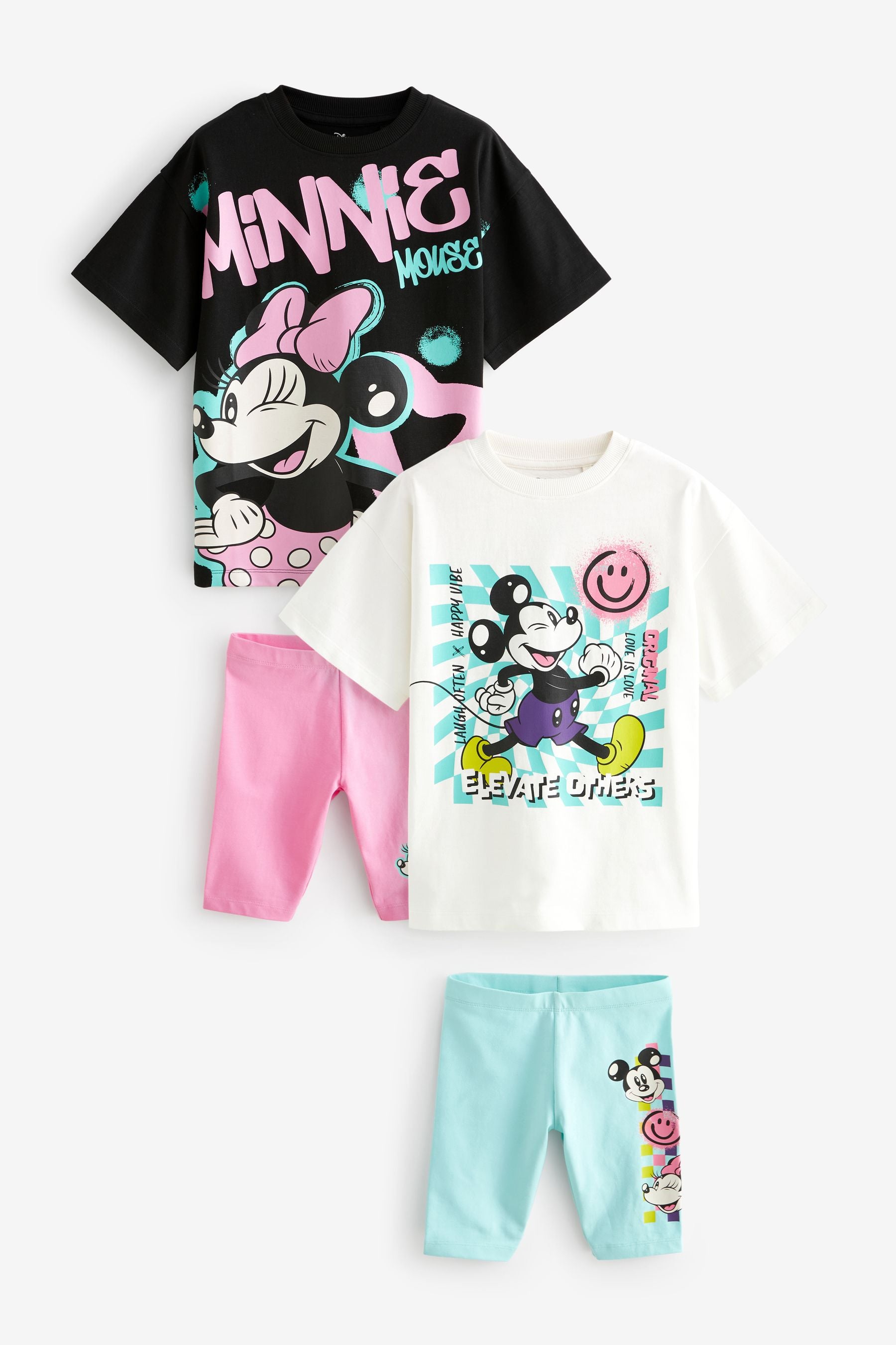 Pink/Blue Minnie Mouse License Short Pyjamas 2 Pack (3-16yrs)