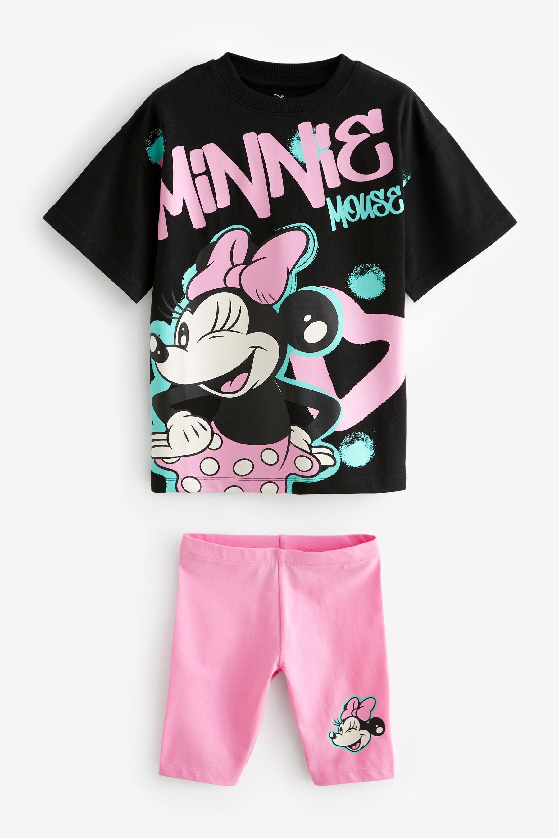 Pink/Blue Minnie Mouse License Short Pyjamas 2 Pack (3-16yrs)