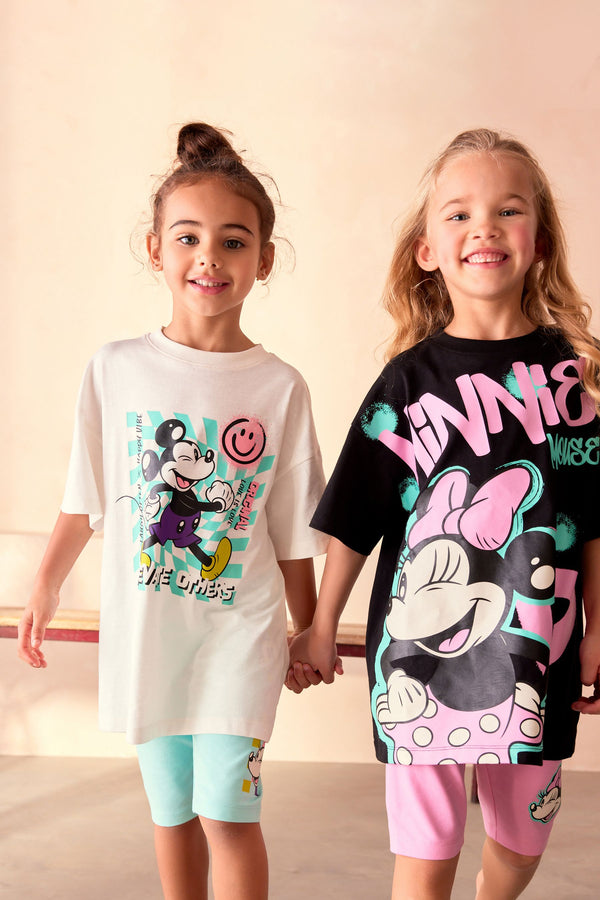 Pink/Blue Minnie Mouse License Short Pyjamas 2 Pack (3-16yrs)