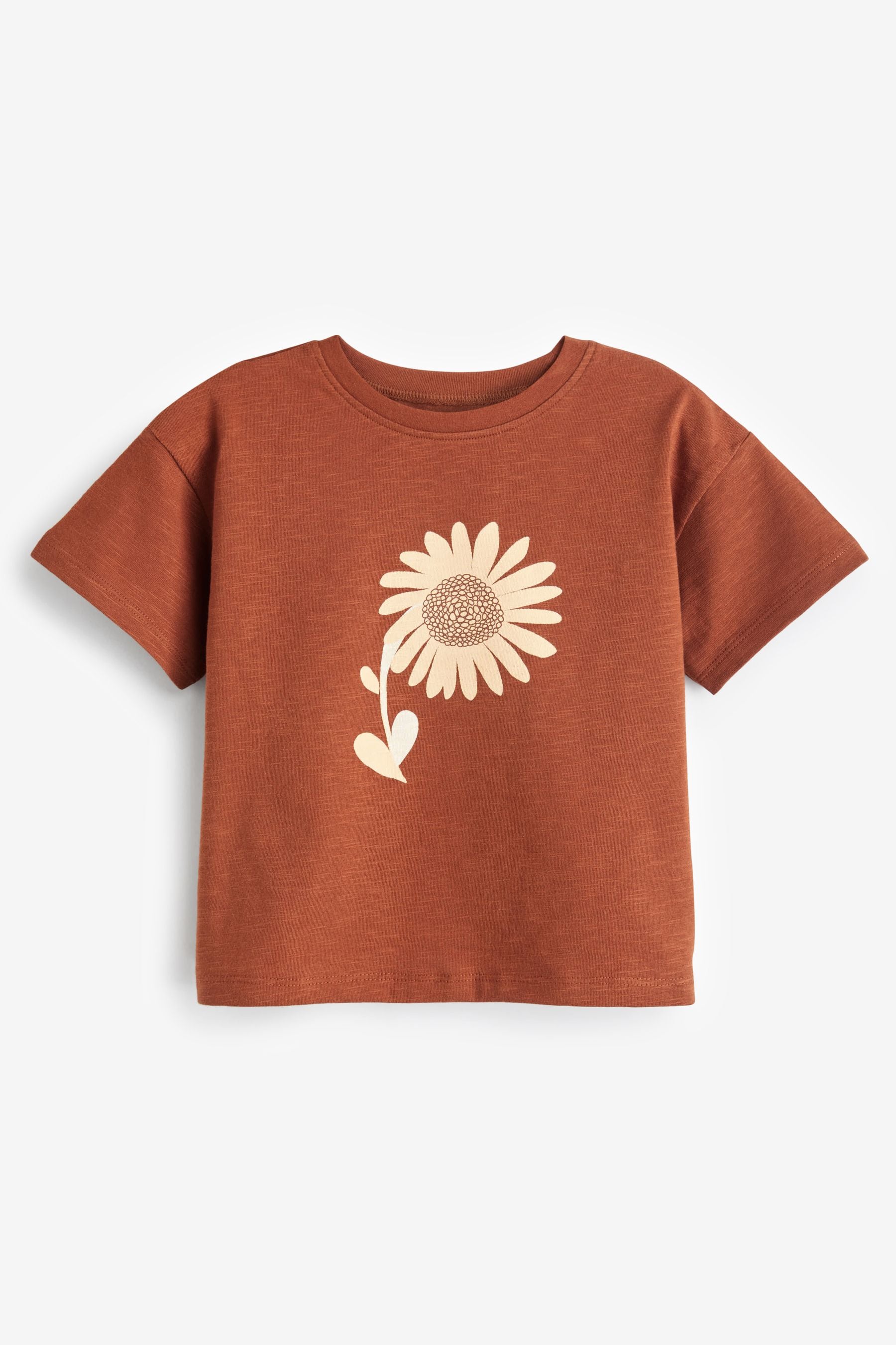 Brown Sunflower Short Sleeve T-Shirt 4 Pack (3mths-7yrs)