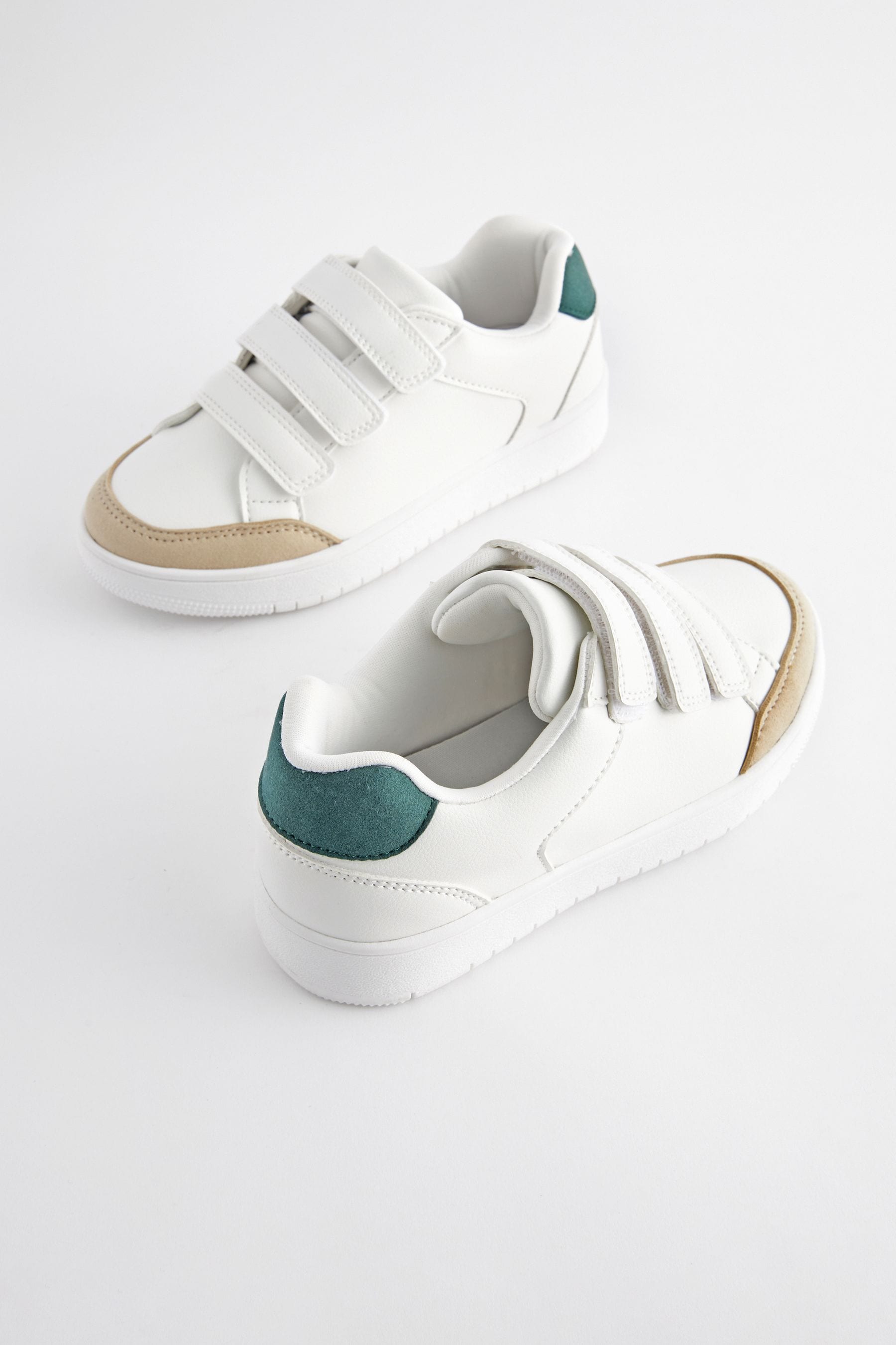 White Three Strap Touch And Close Trainers