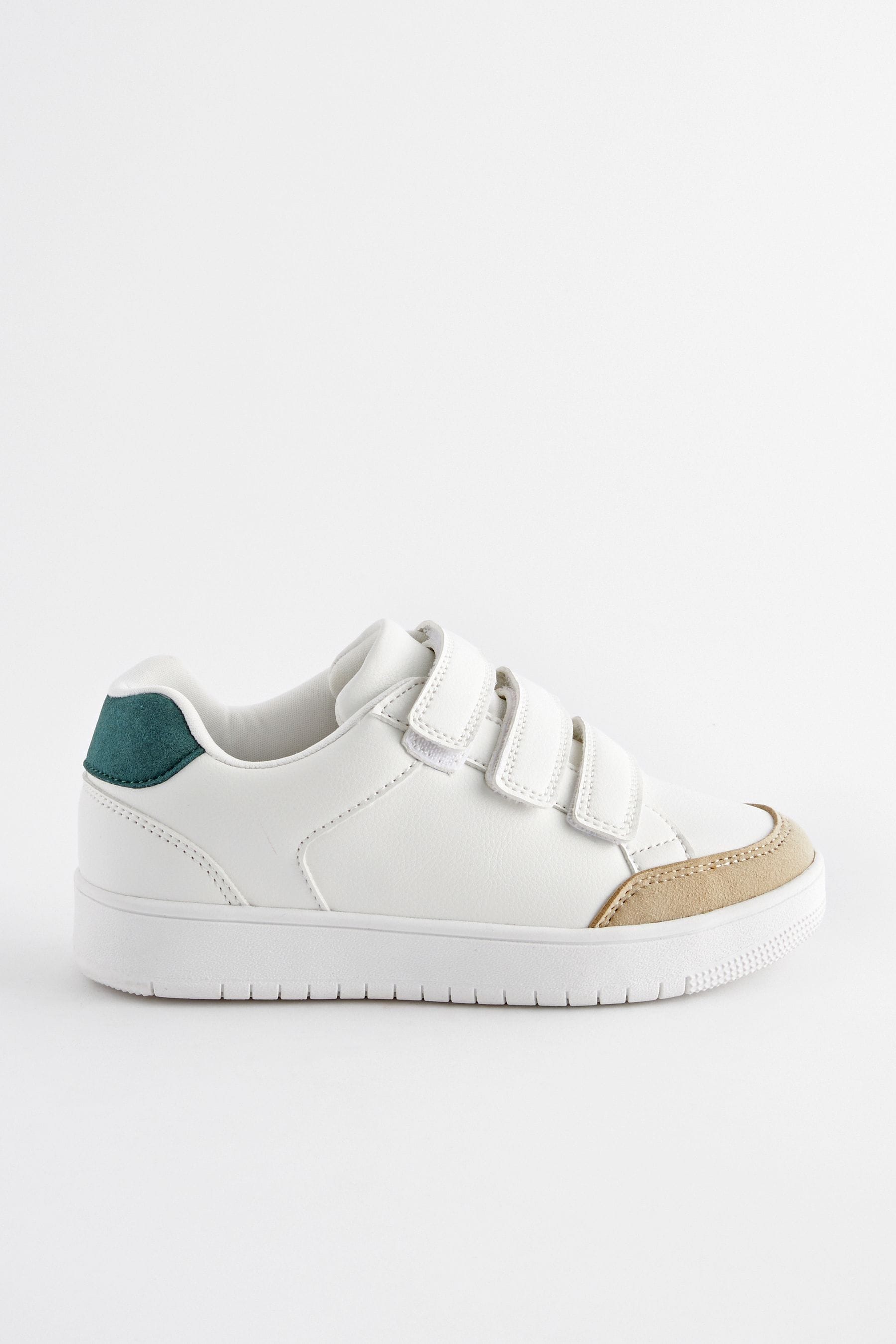 White Three Strap Touch And Close Trainers