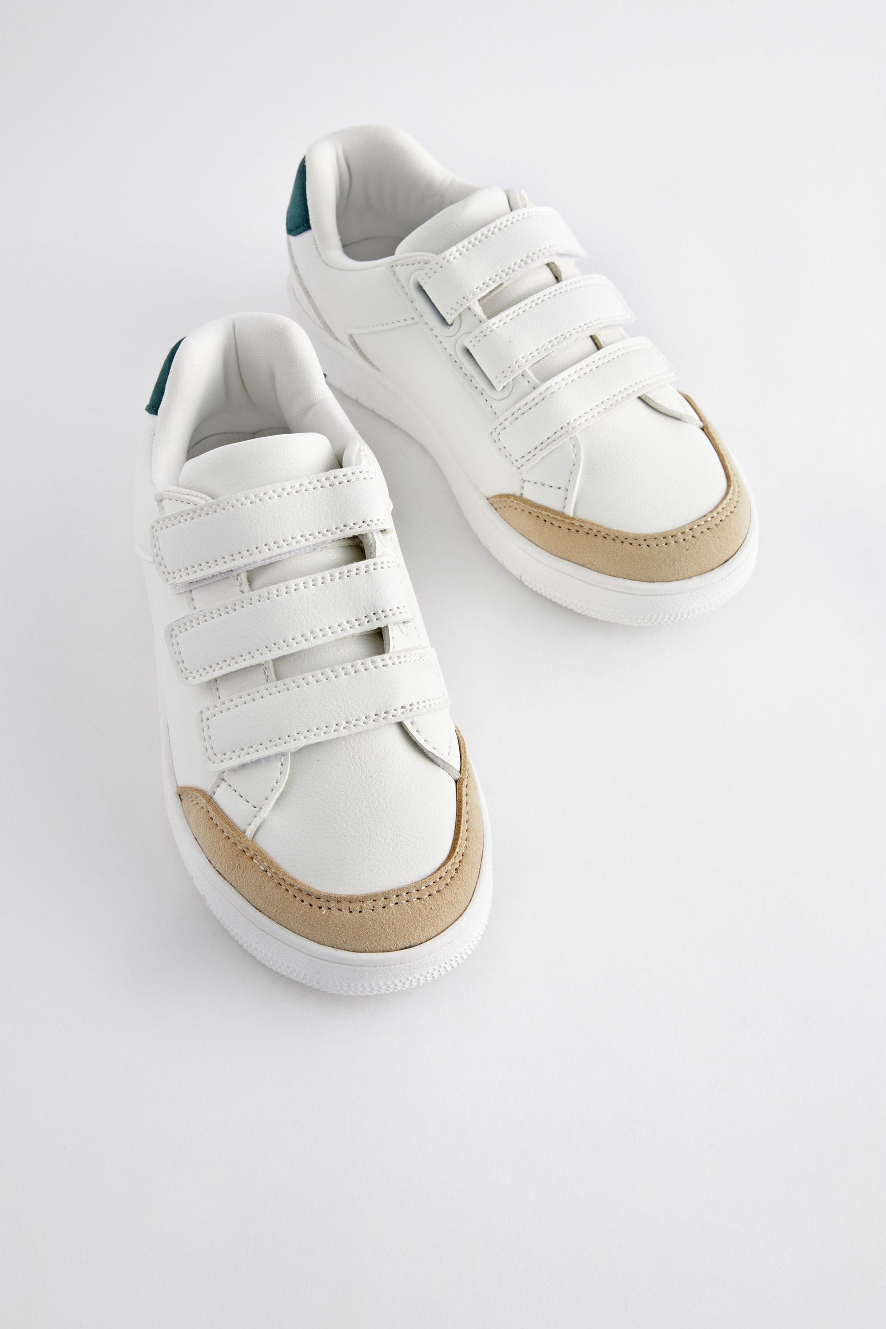 White Three Strap Touch And Close Trainers