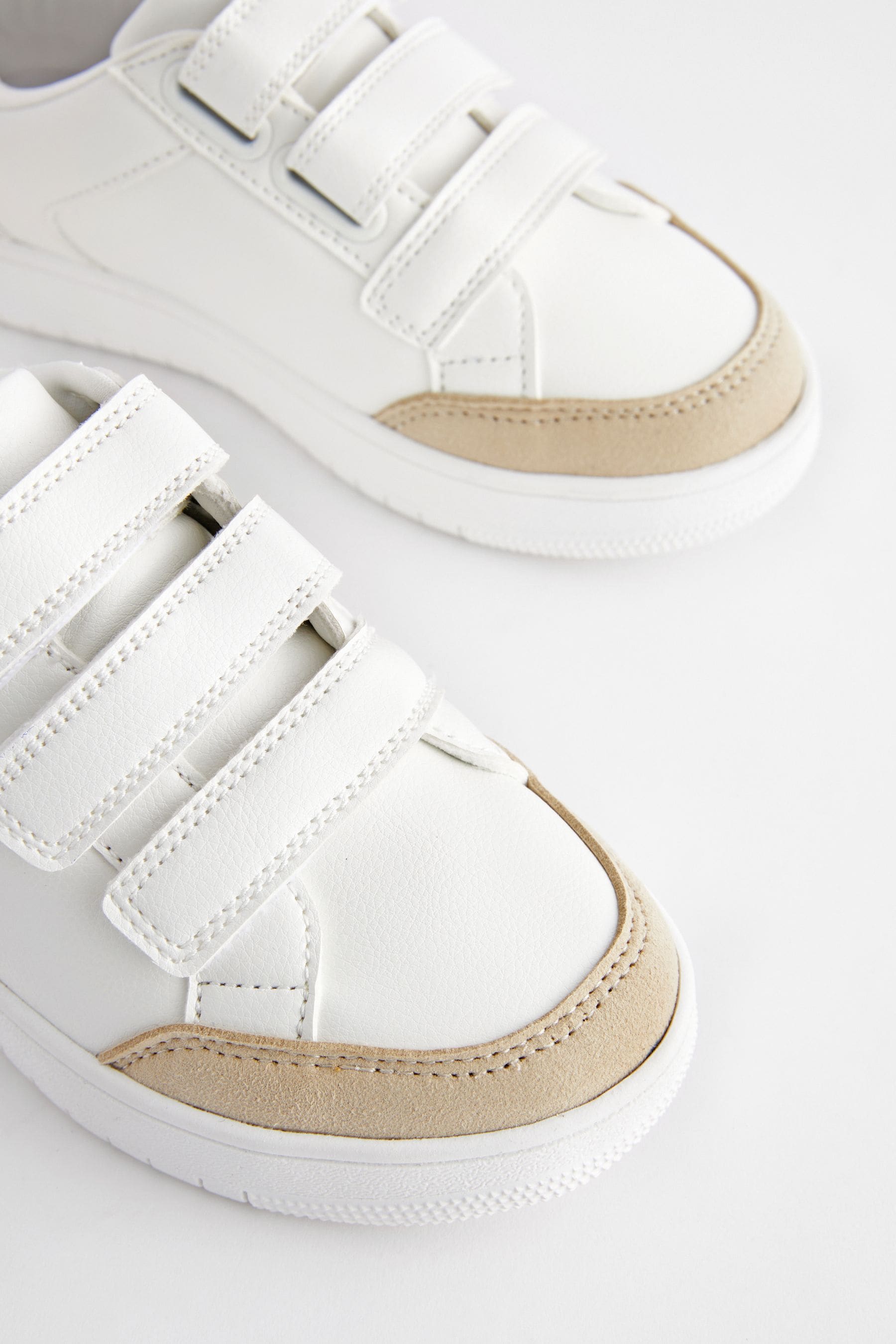 White Three Strap Touch And Close Trainers