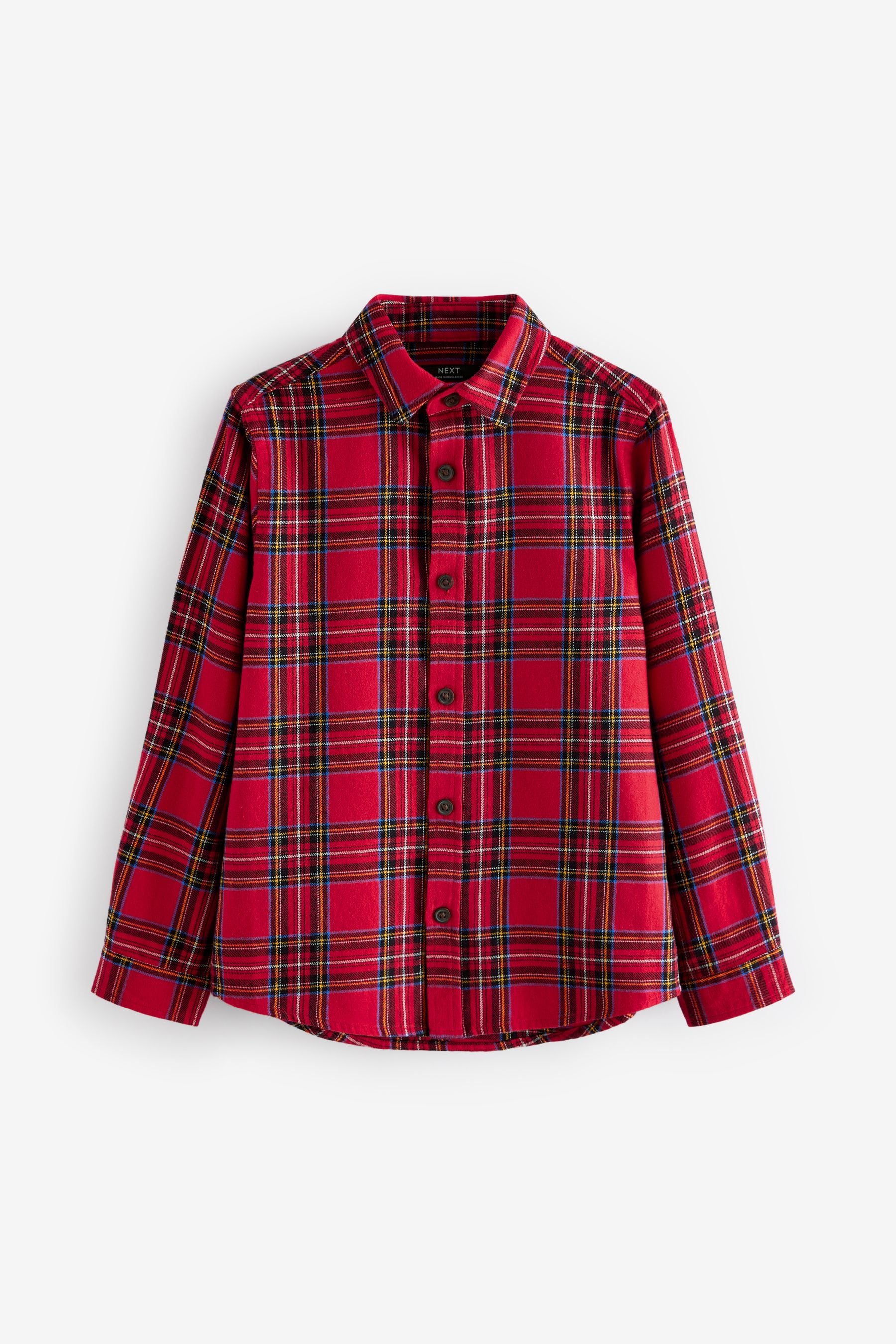 Red Tartan 100% Cotton Long Sleeve Check Shirt (3-16yrs)