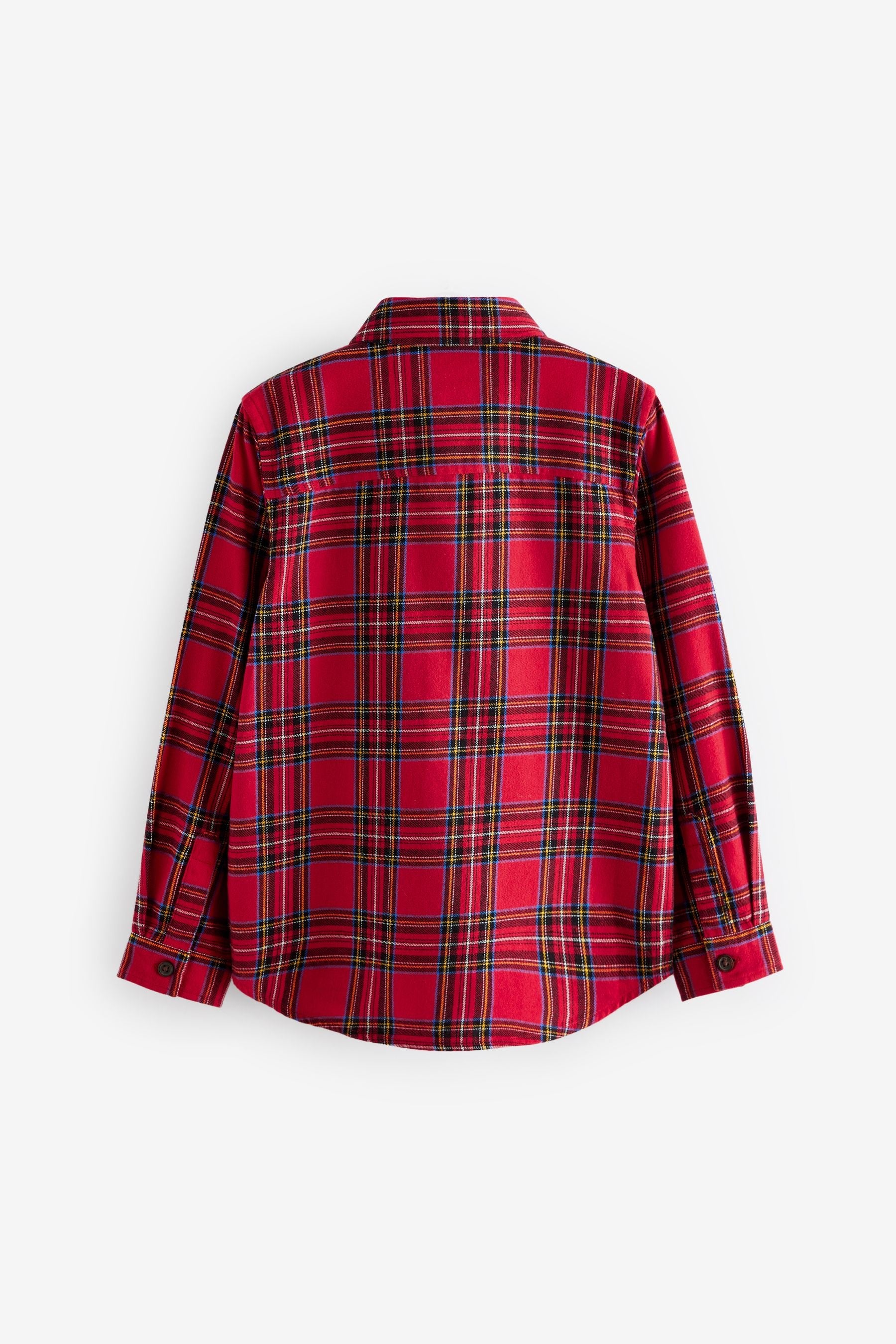 Red Tartan 100% Cotton Long Sleeve Check Shirt (3-16yrs)