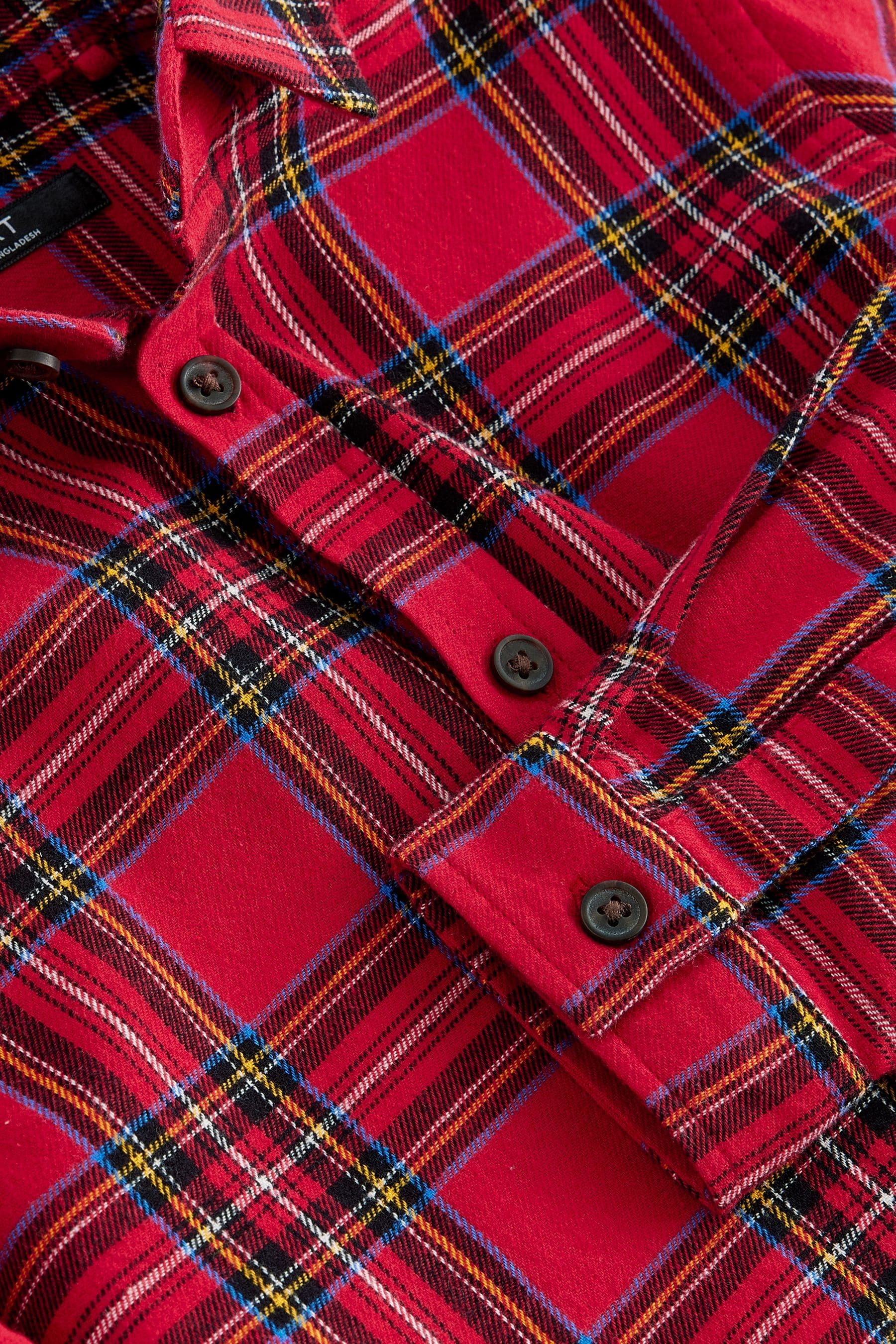 Red Tartan 100% Cotton Long Sleeve Check Shirt (3-16yrs)