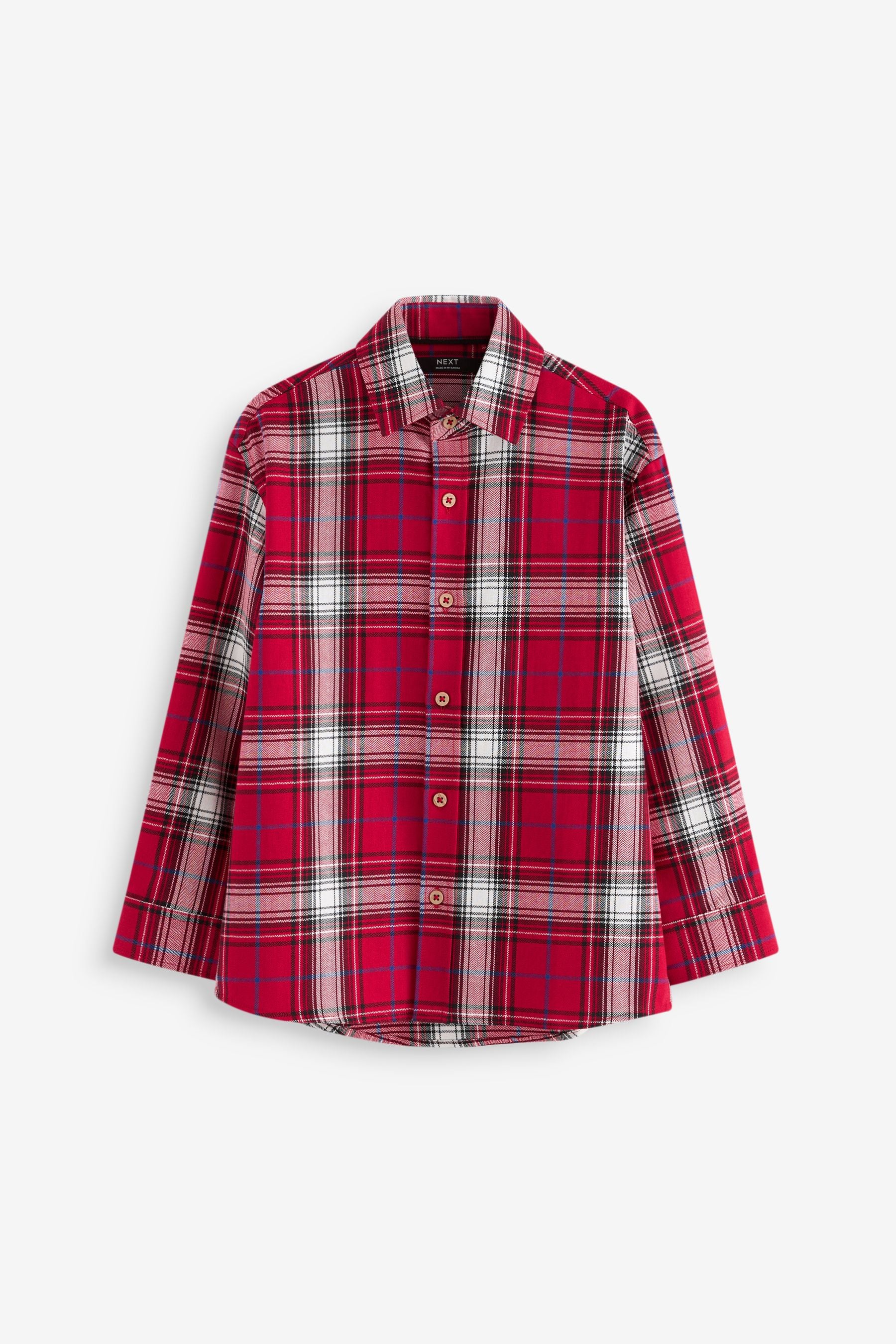 Red Check 100% Cotton Long Sleeve Check Shirt (3-16yrs)