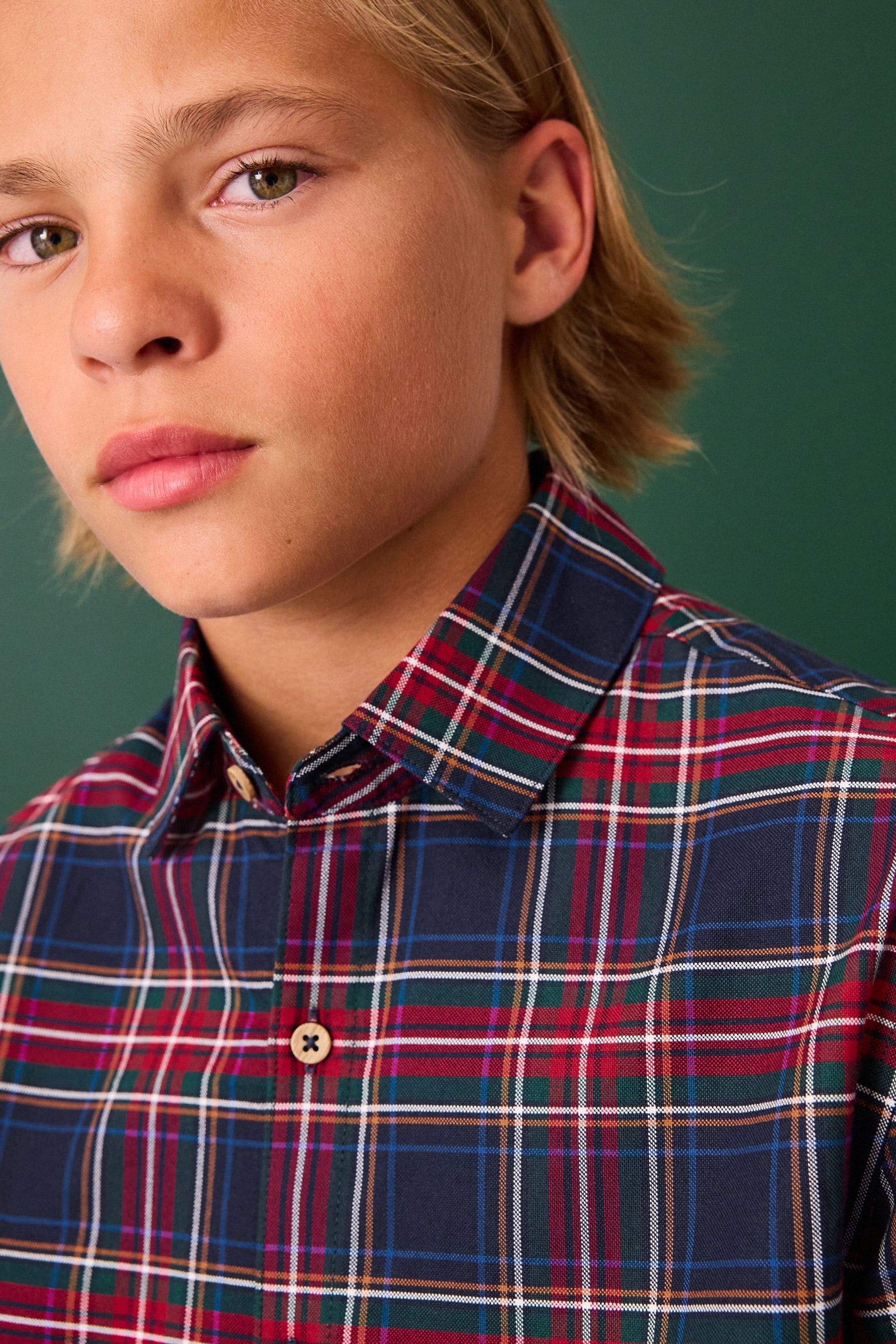 Navy Tartan 100% Cotton Long Sleeve Check Shirt (3-16yrs)