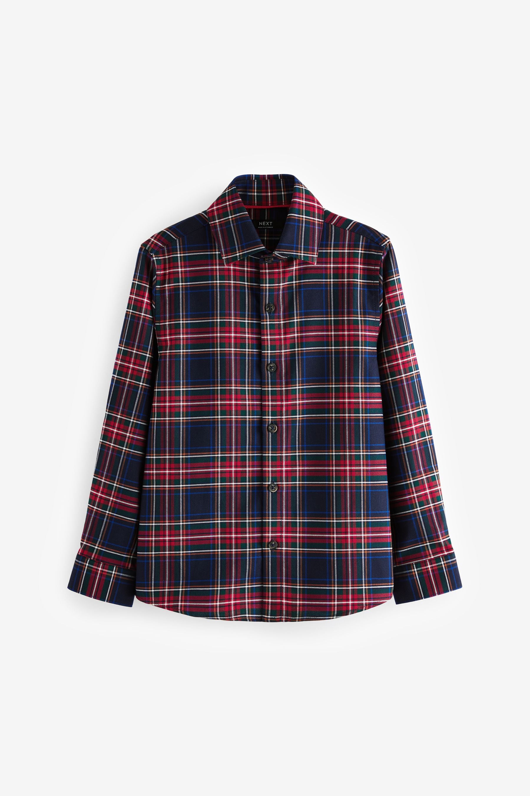 Navy Tartan 100% Cotton Long Sleeve Check Shirt (3-16yrs)