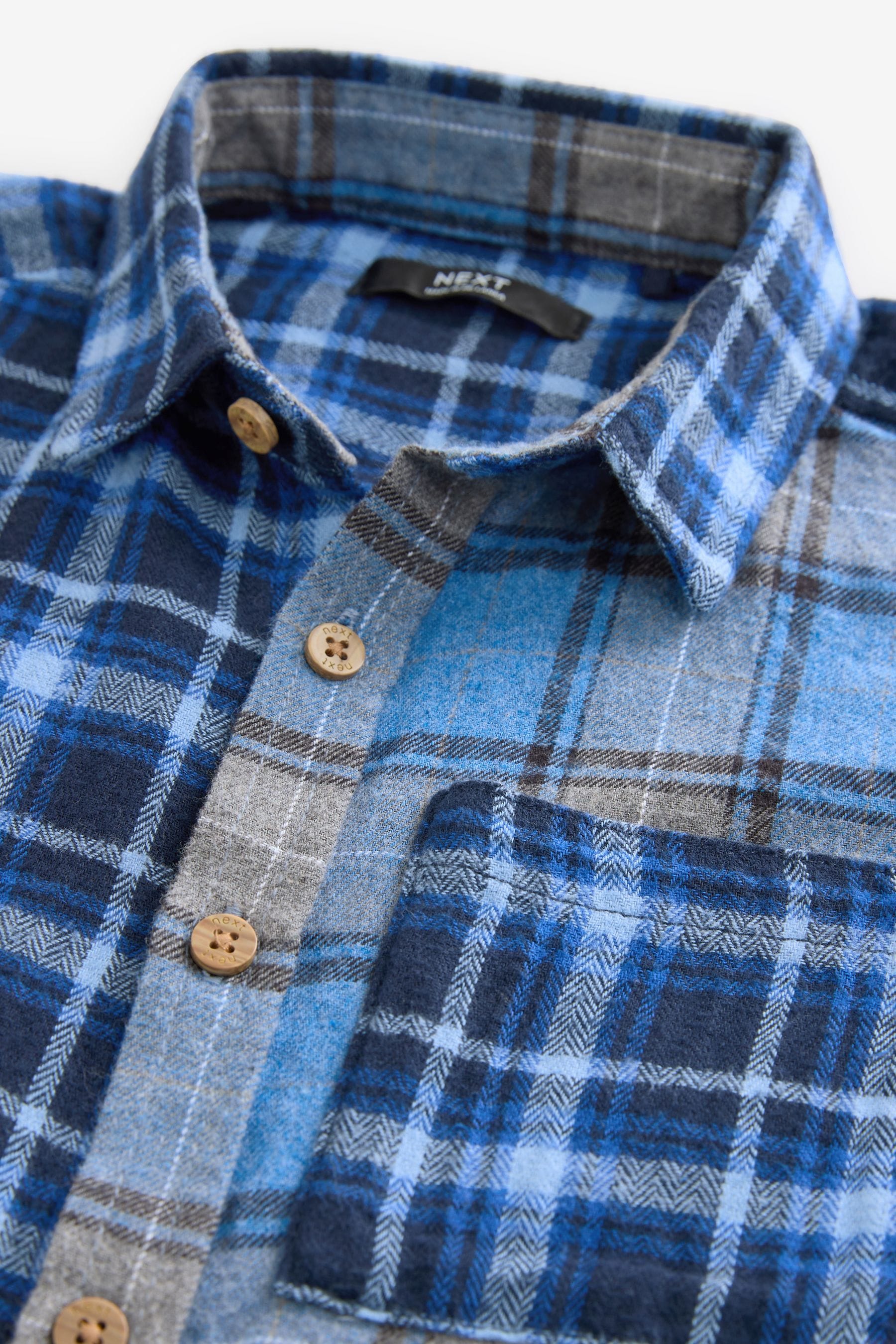 Blue Splice Check 100% Cotton Long Sleeve Check Shirt (3-16yrs)