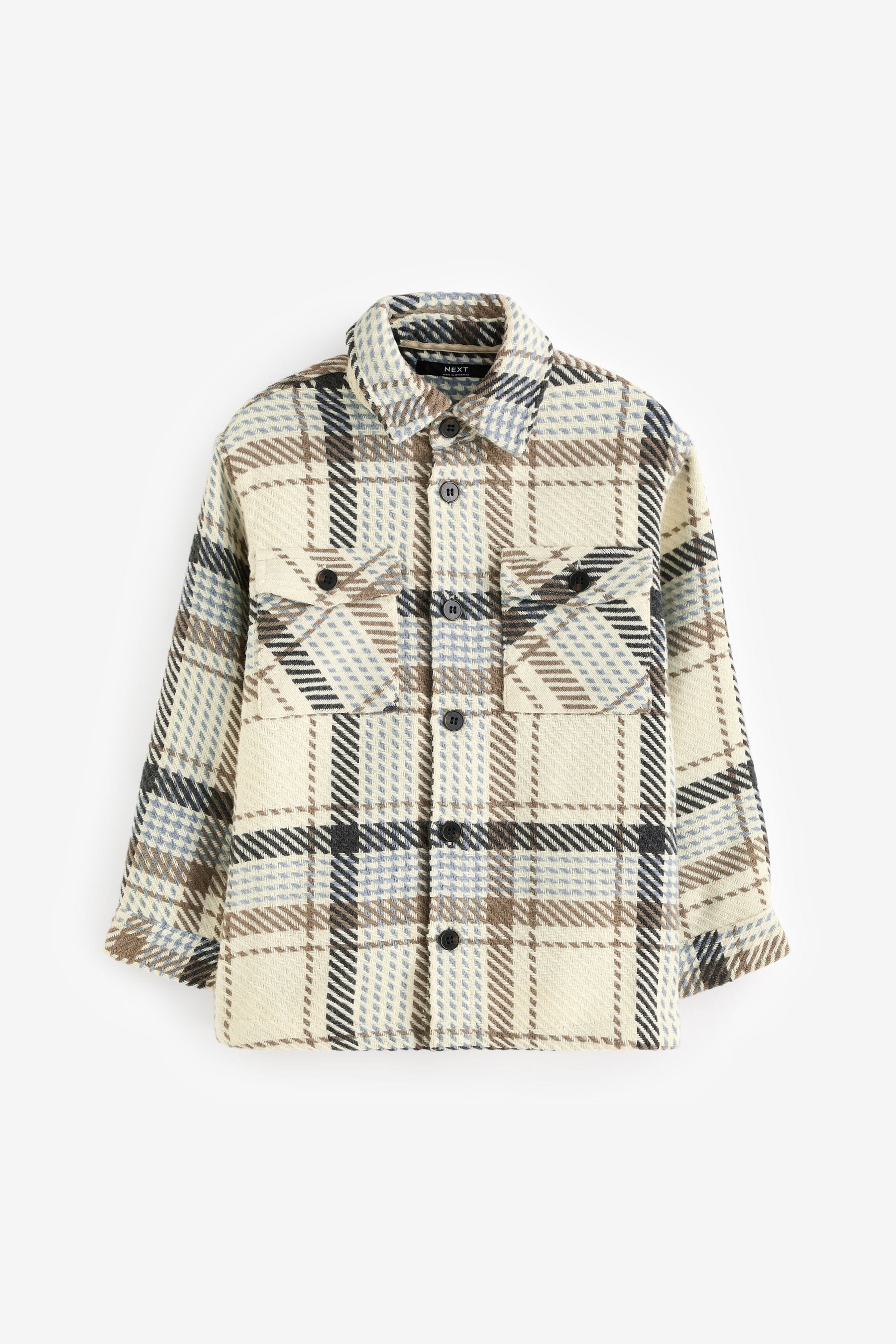 Neutral Brushed Check Overshirt (3-16yrs)