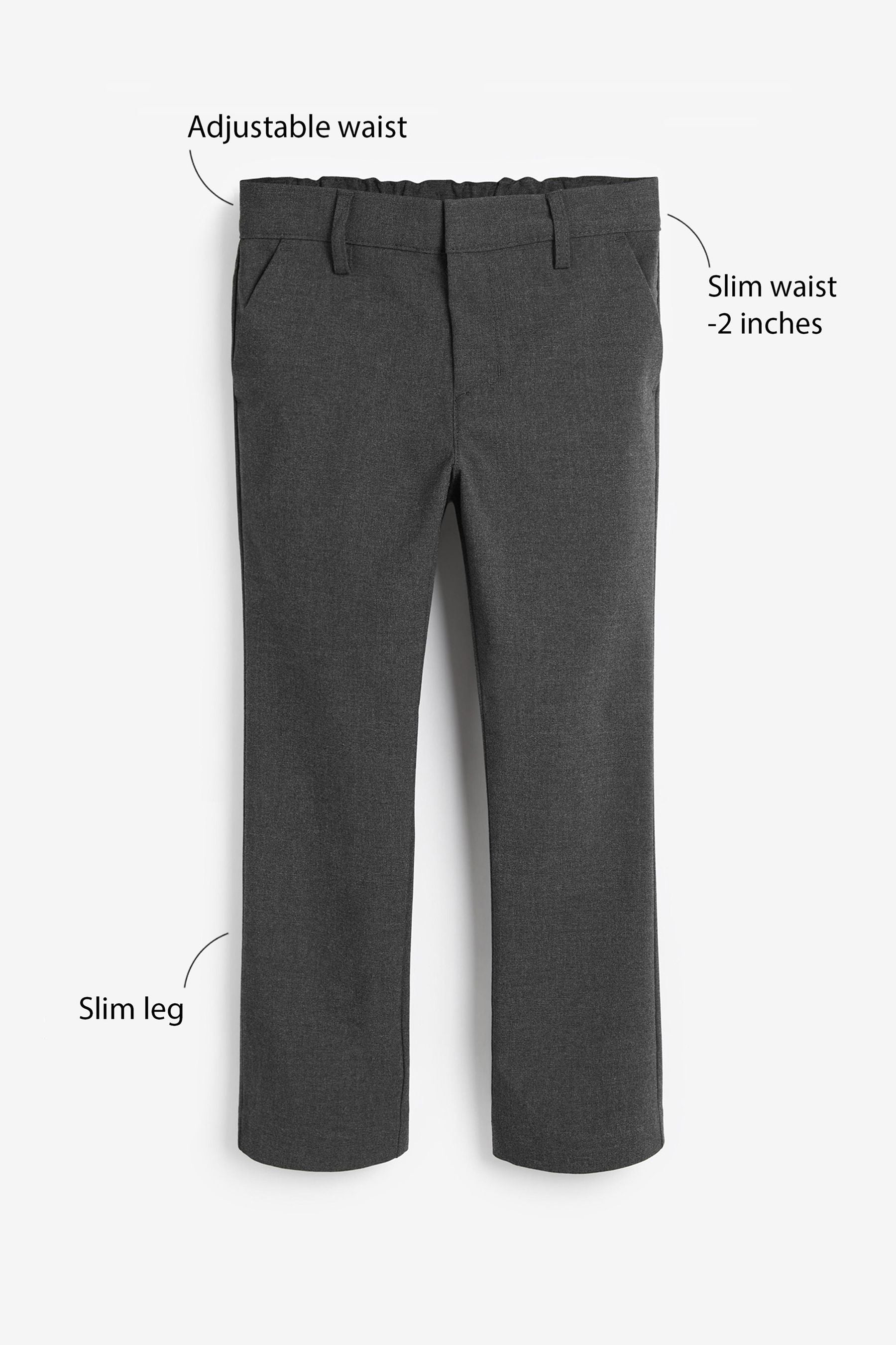 Grey Slim Waist School Formal Stretch Skinny Trousers (3-17yrs)