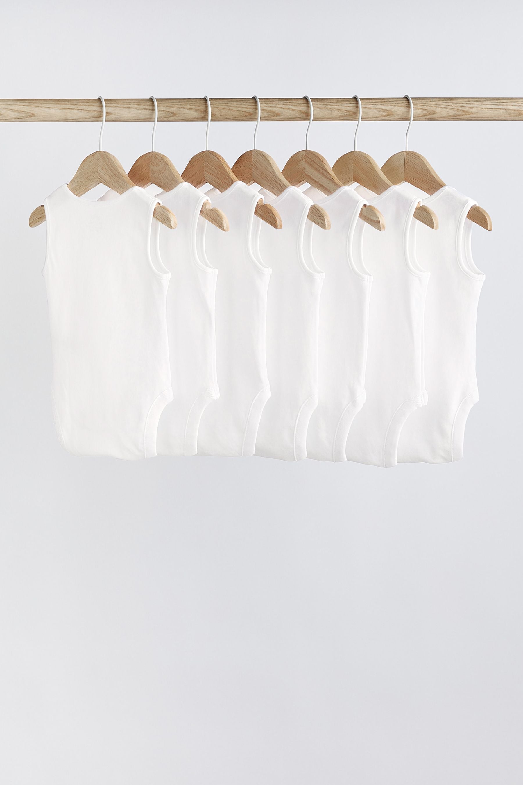 White 7 Pack Baby Vest Bodysuits