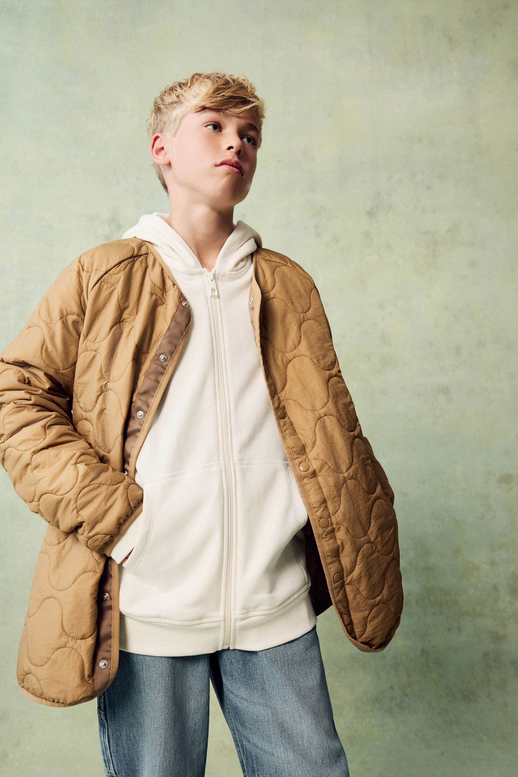 Brown Quilted Bomber Shacket (3-16yrs)