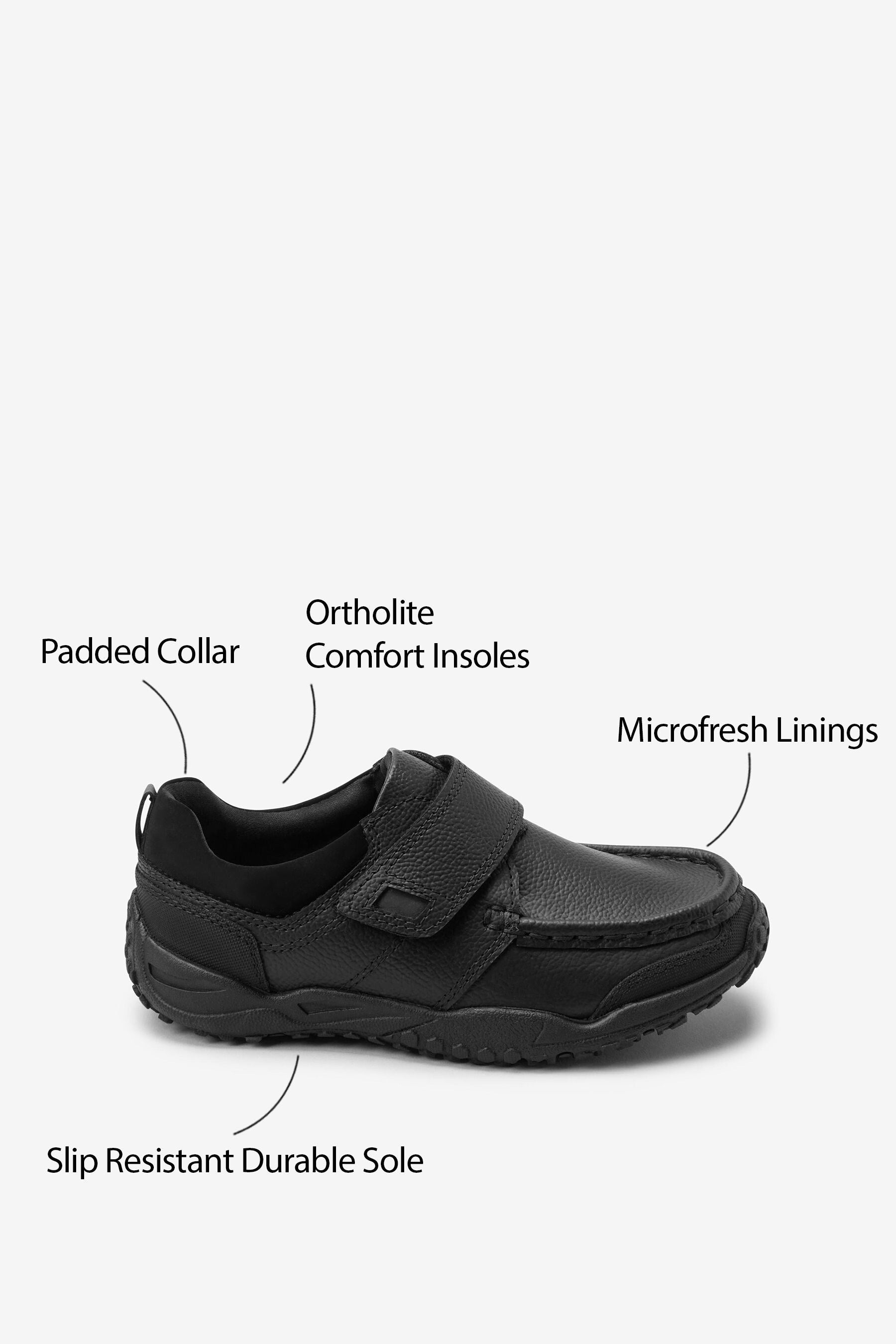 Black School Leather Single Strap Shoes