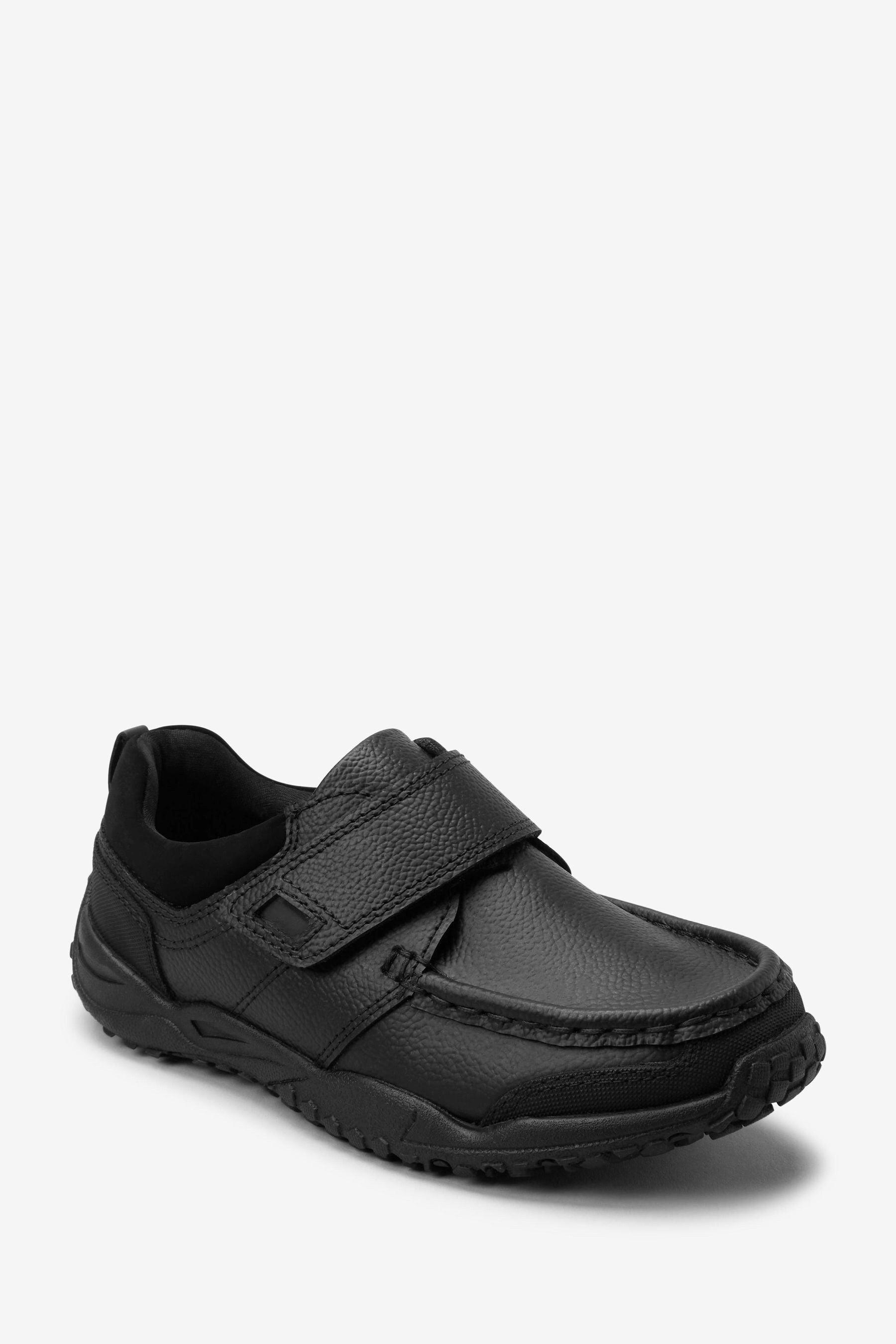 Black School Leather Single Strap Shoes