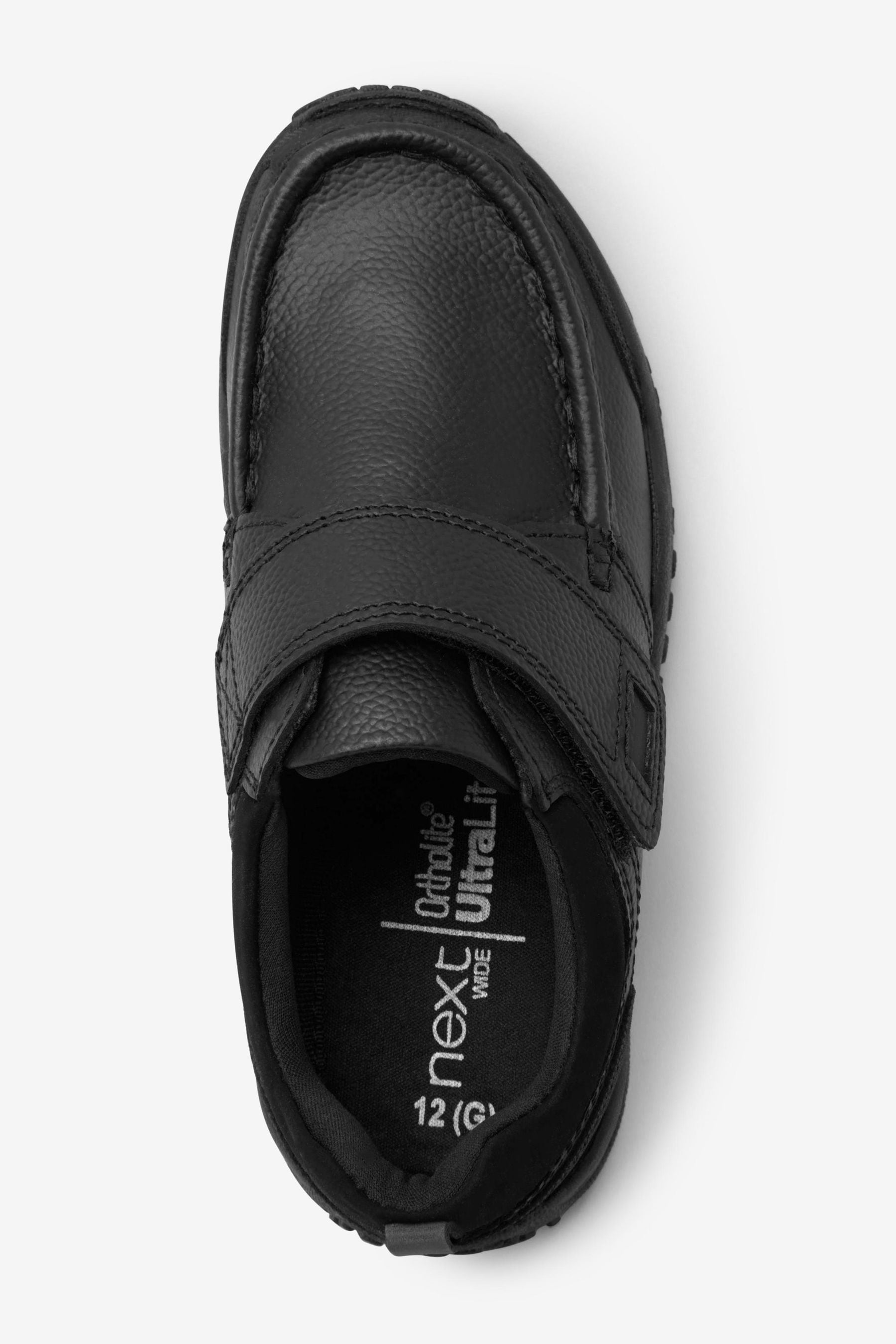 Black School Leather Single Strap Shoes