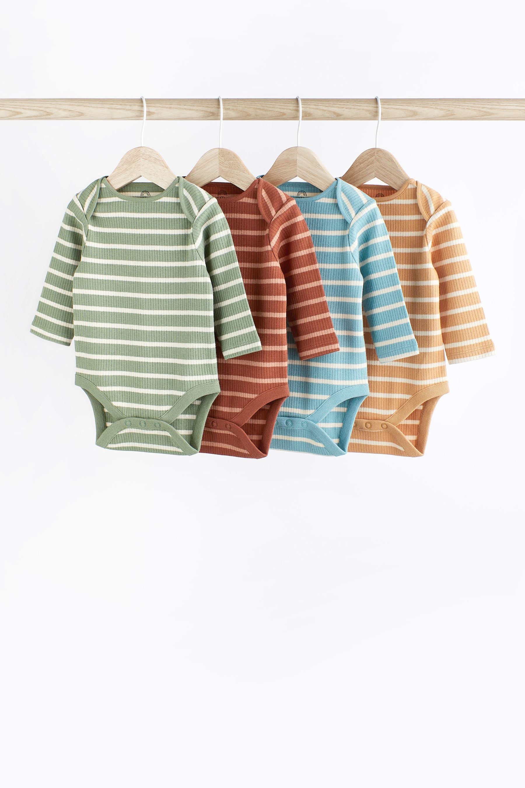 Multi Stripe Long Sleeve Bodysuits 4 Pack