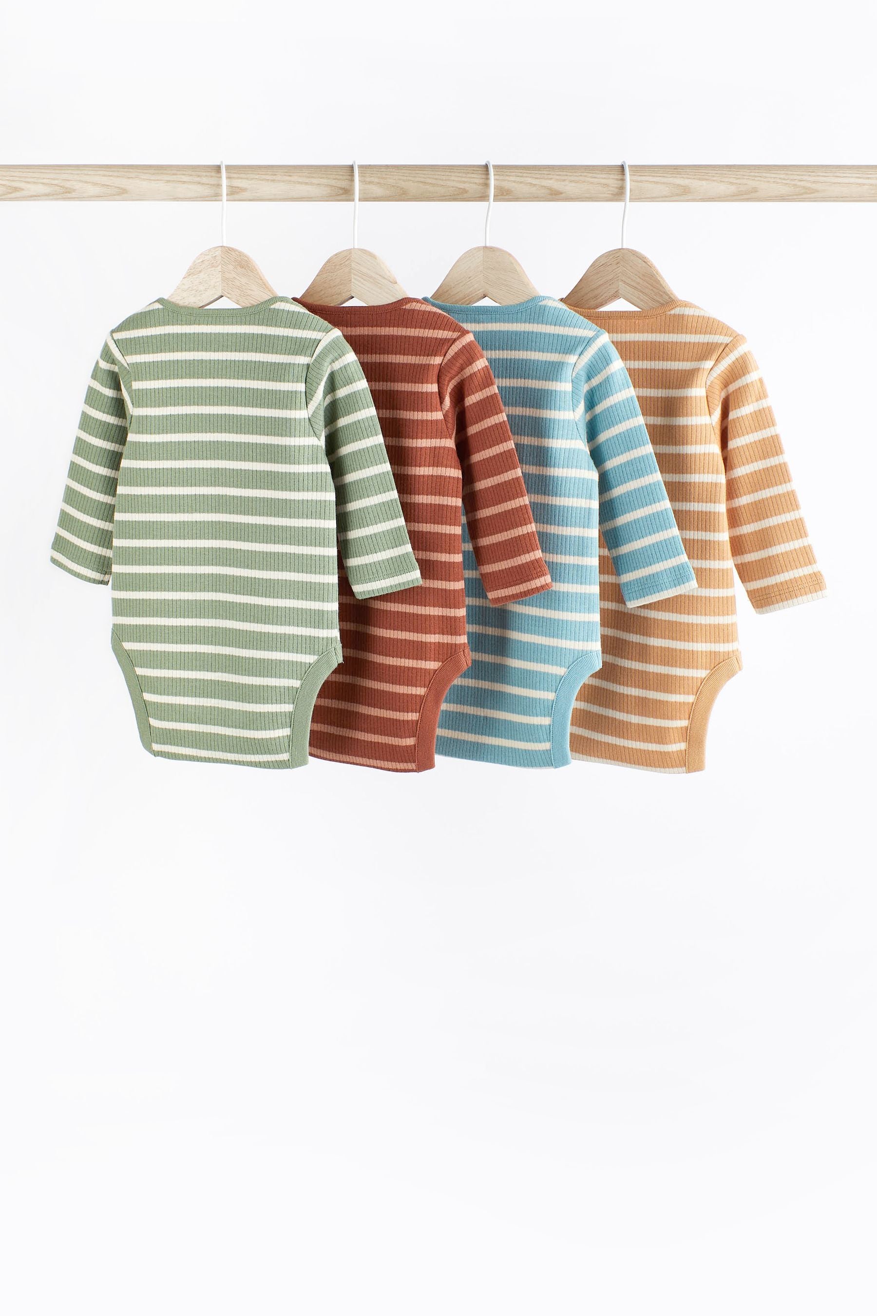 Multi Stripe Long Sleeve Bodysuits 4 Pack