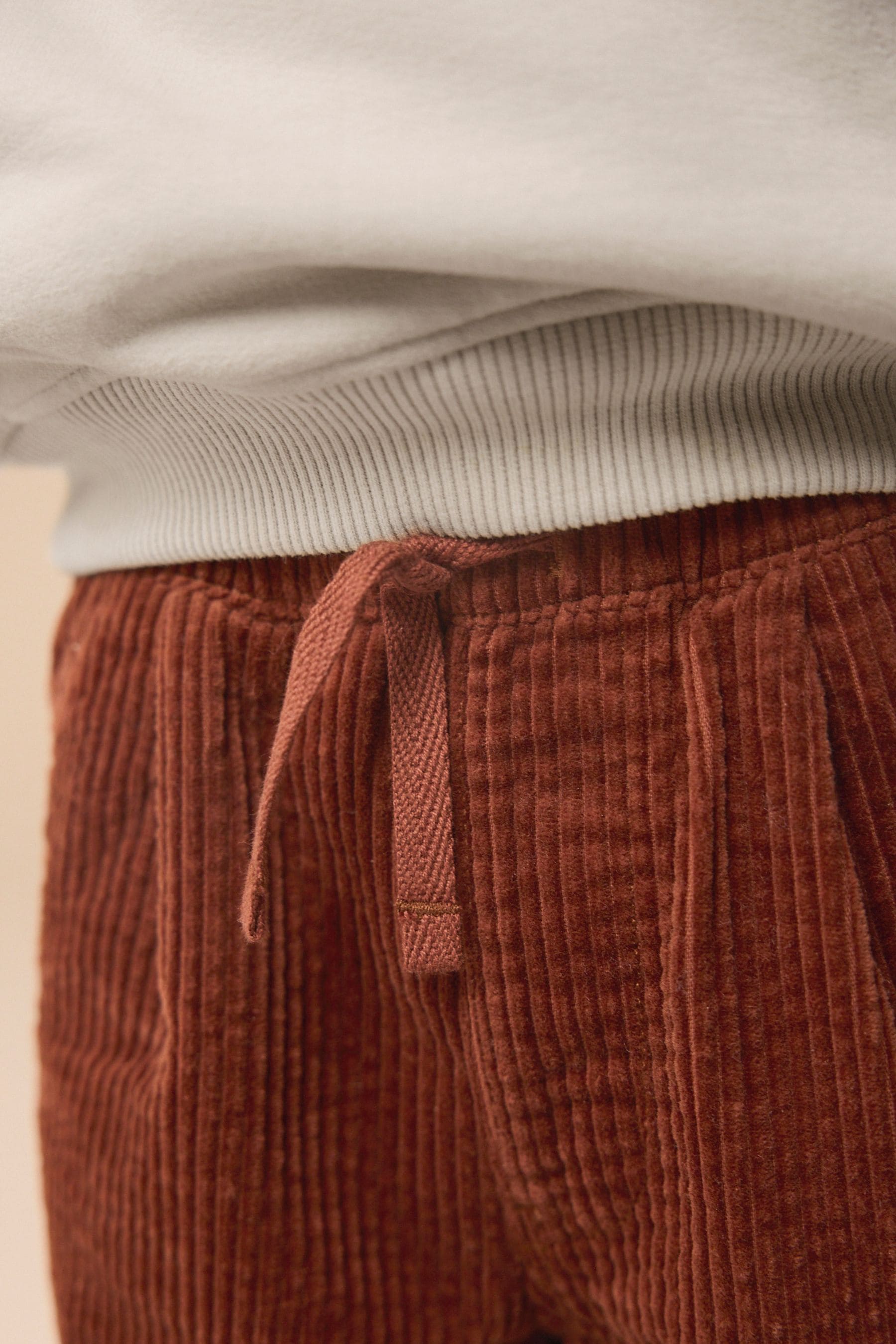 Rust Brown Textured Corduroy 100% Cotton Pull On Trousers (3mths-7yrs)