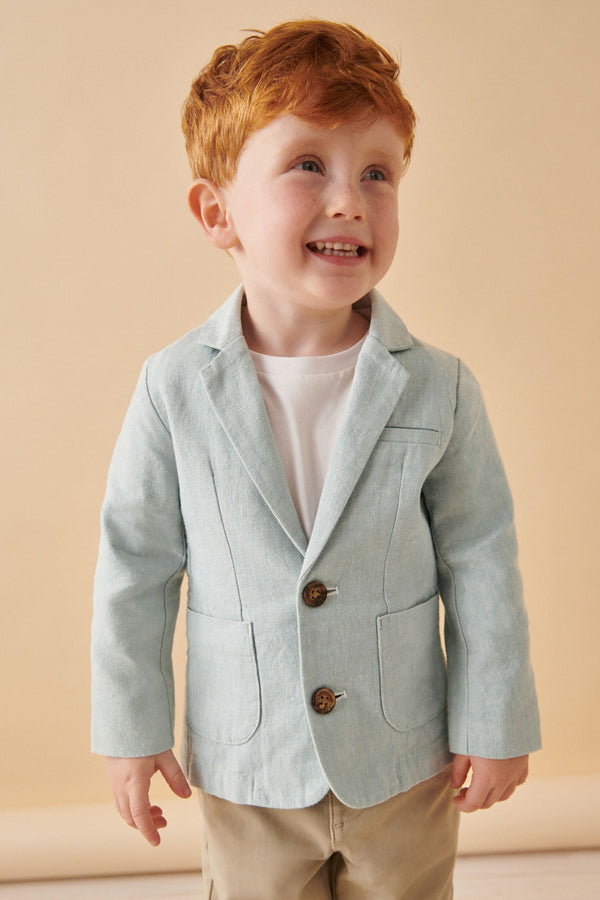 Pale Blue Linen Blend Blazer (3mths-9yrs)