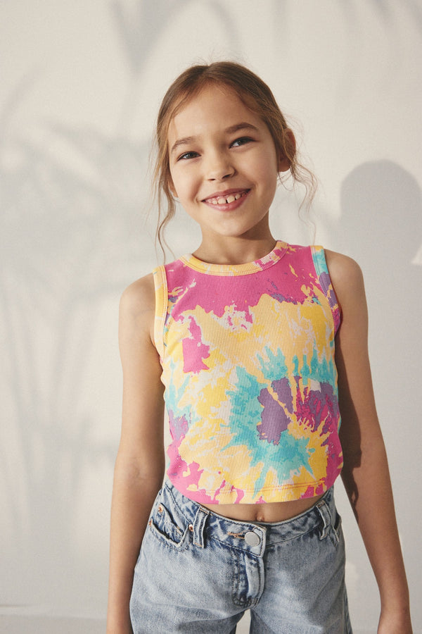 Bright Tie Dye Boxy Rib Vest (3-16yrs)