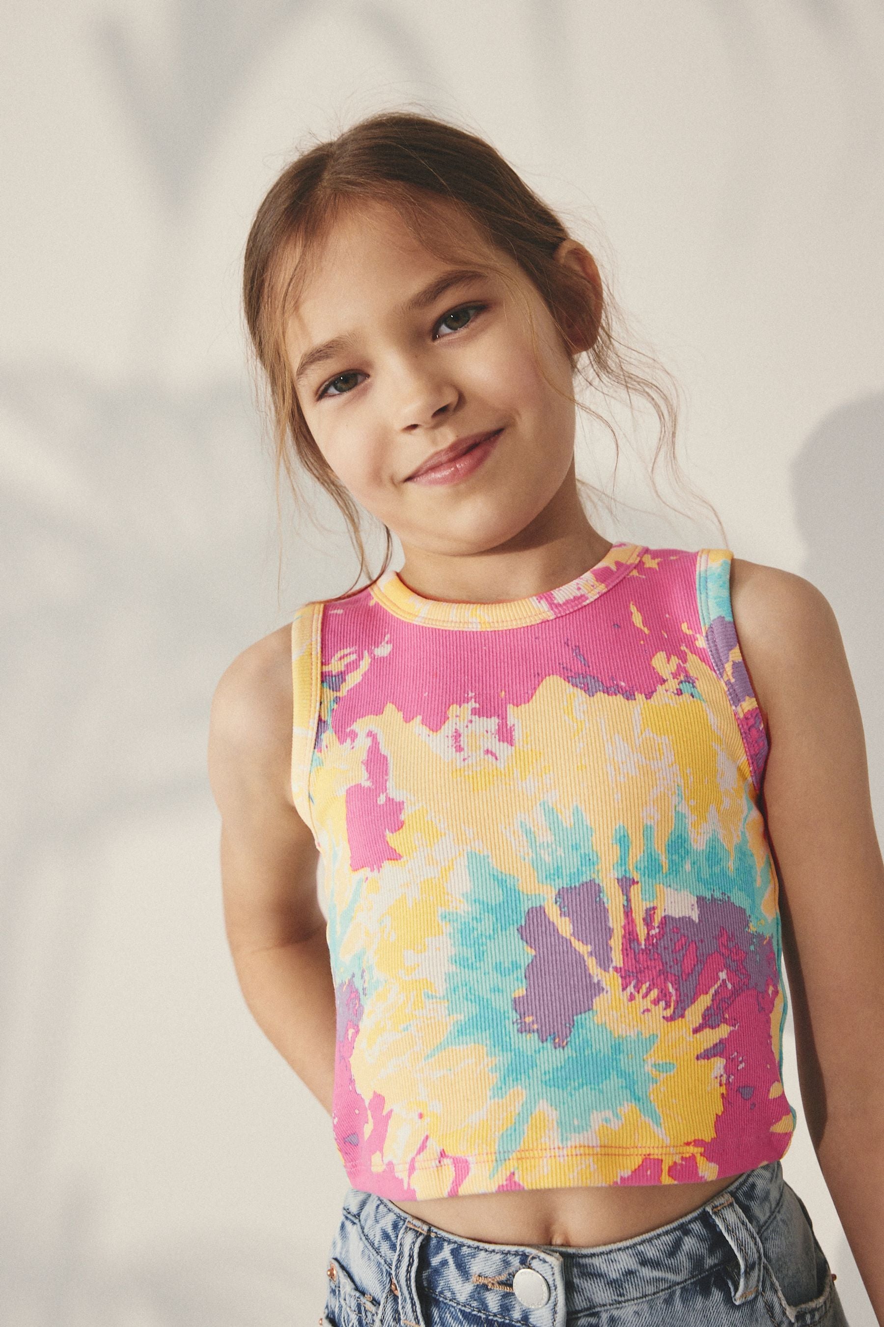 Bright Tie Dye Boxy Rib Vest (3-16yrs)