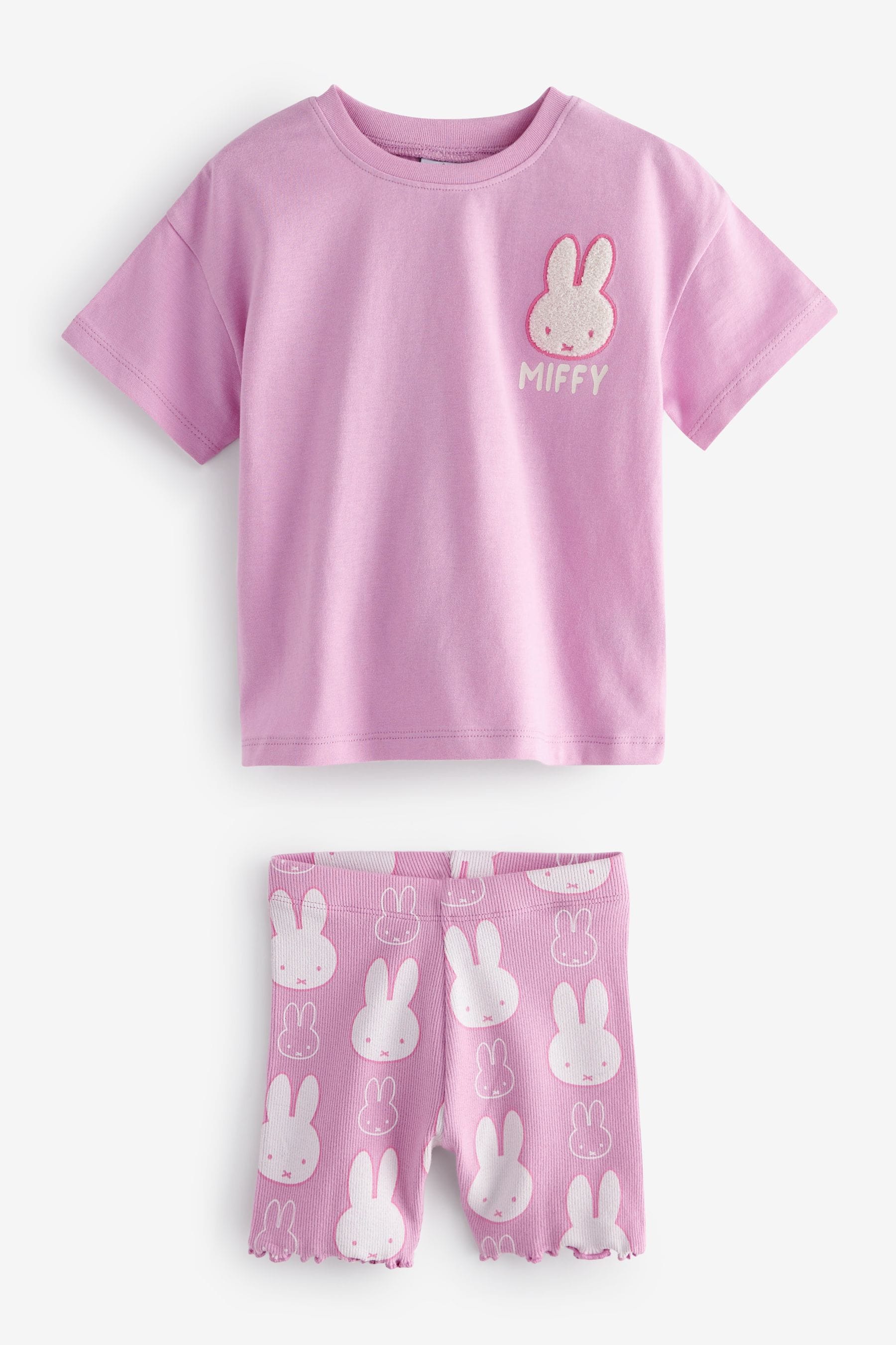 Pink Miffy Short Sleeve 100% Cotton T-Shirt And Cycle Shorts Set (3mths-7yrs)