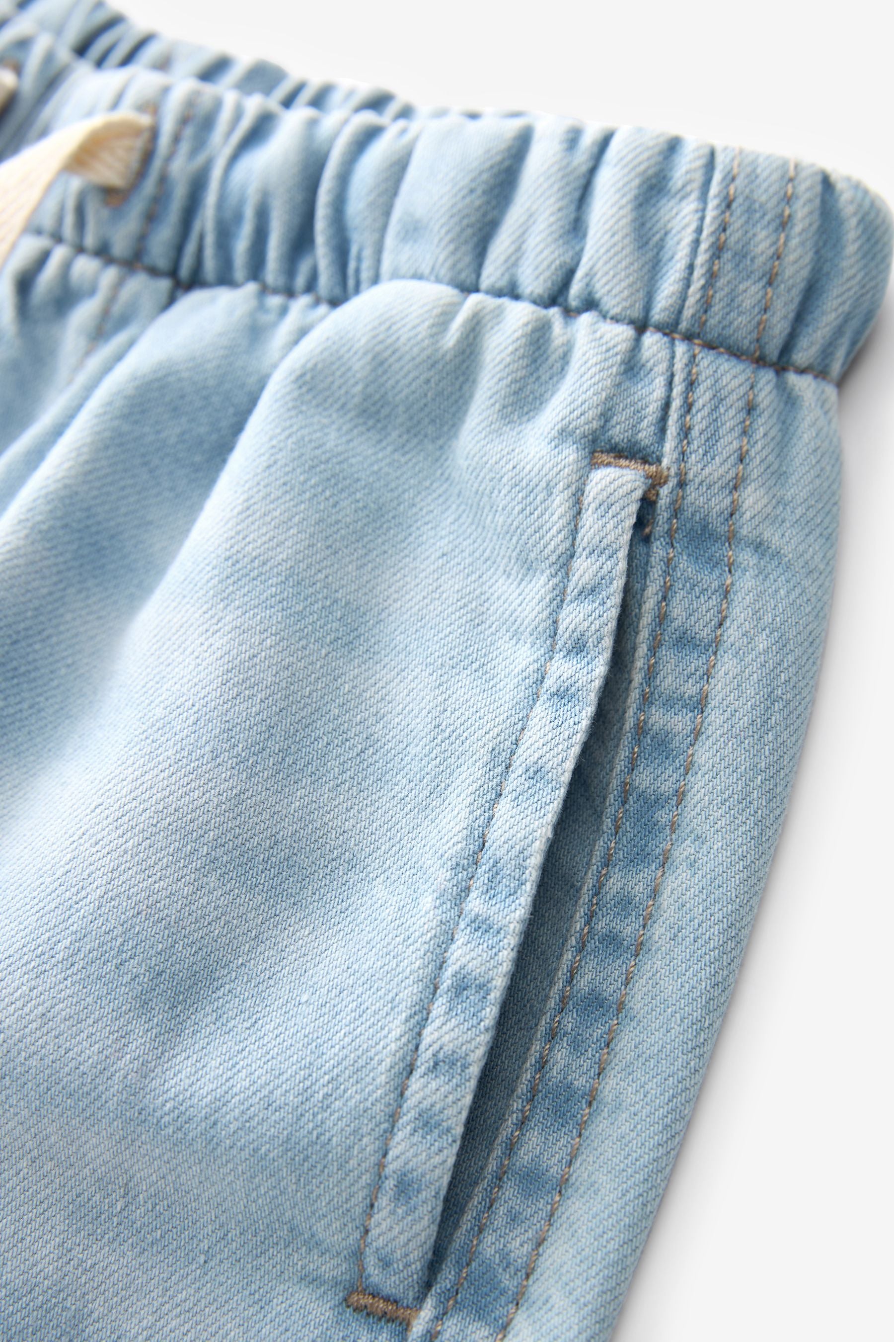 Light Blue Denim Cuffed Pull On Jeans (3mths-7yrs)